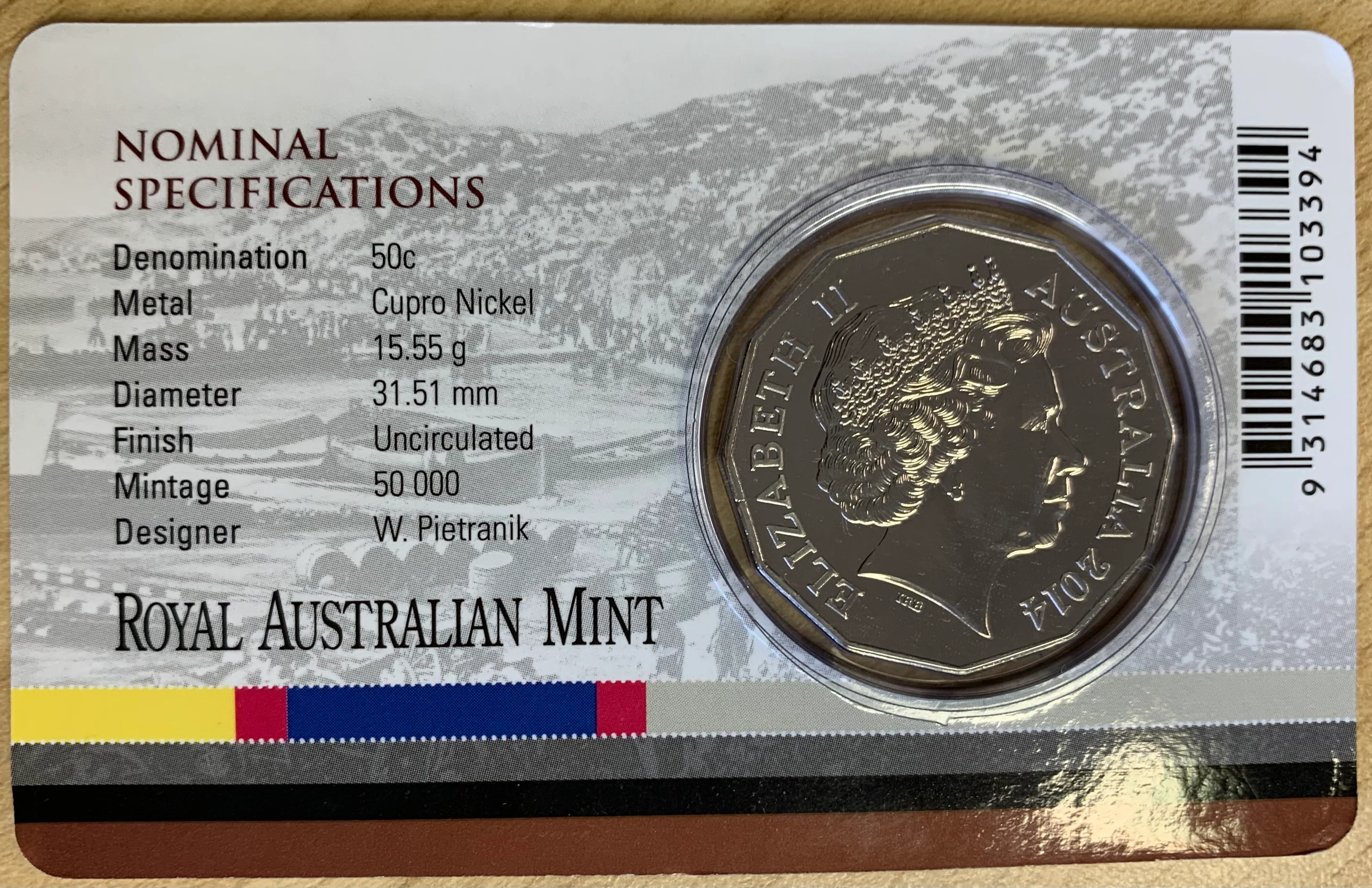 Australia 2014 Royal Australian Mint Fifty Cents 50c Australia at War Gallipoli Campaign - Image 2