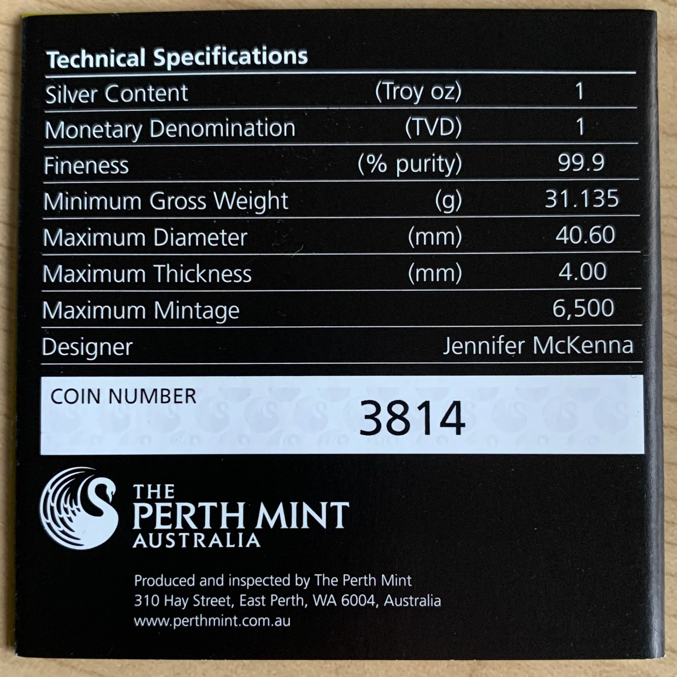 Tuvalu 2015 James Kirk Perth Mint Star Trek $1 1oz .999 Proof Silver Coin - Image 2