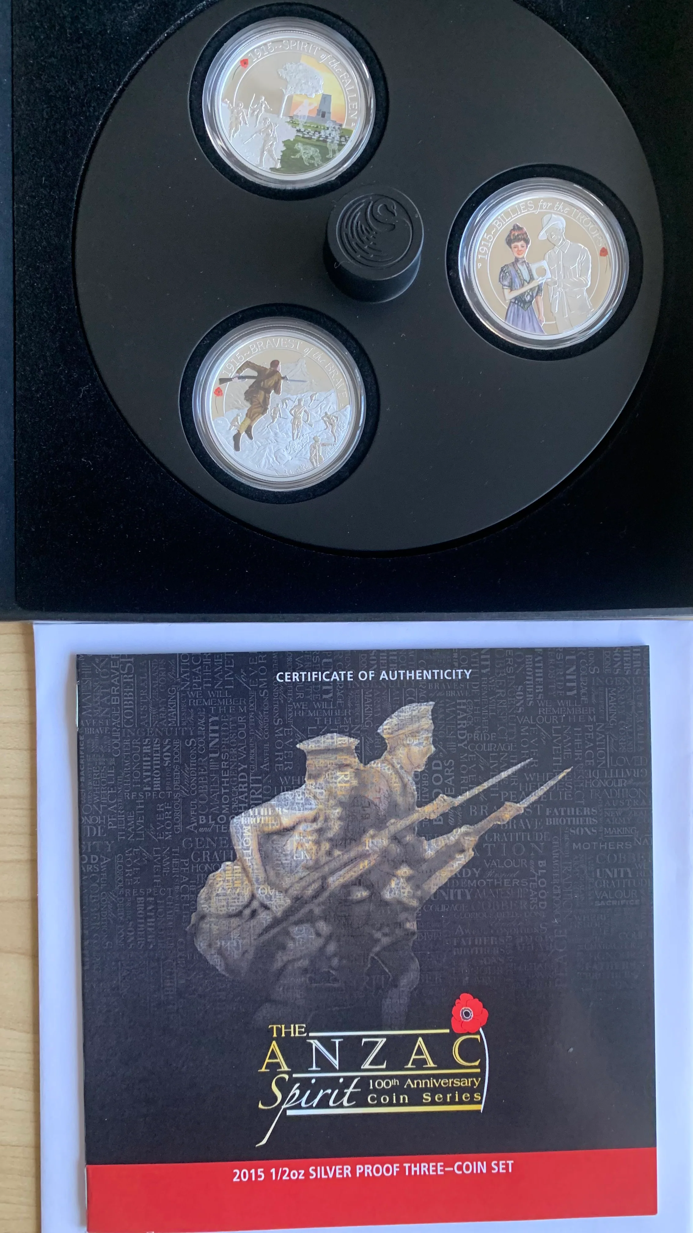 Australia 2015 Perth Mint  ANZAC 1/2oz .999  set of 3 Silver Proof Coins - Image 4