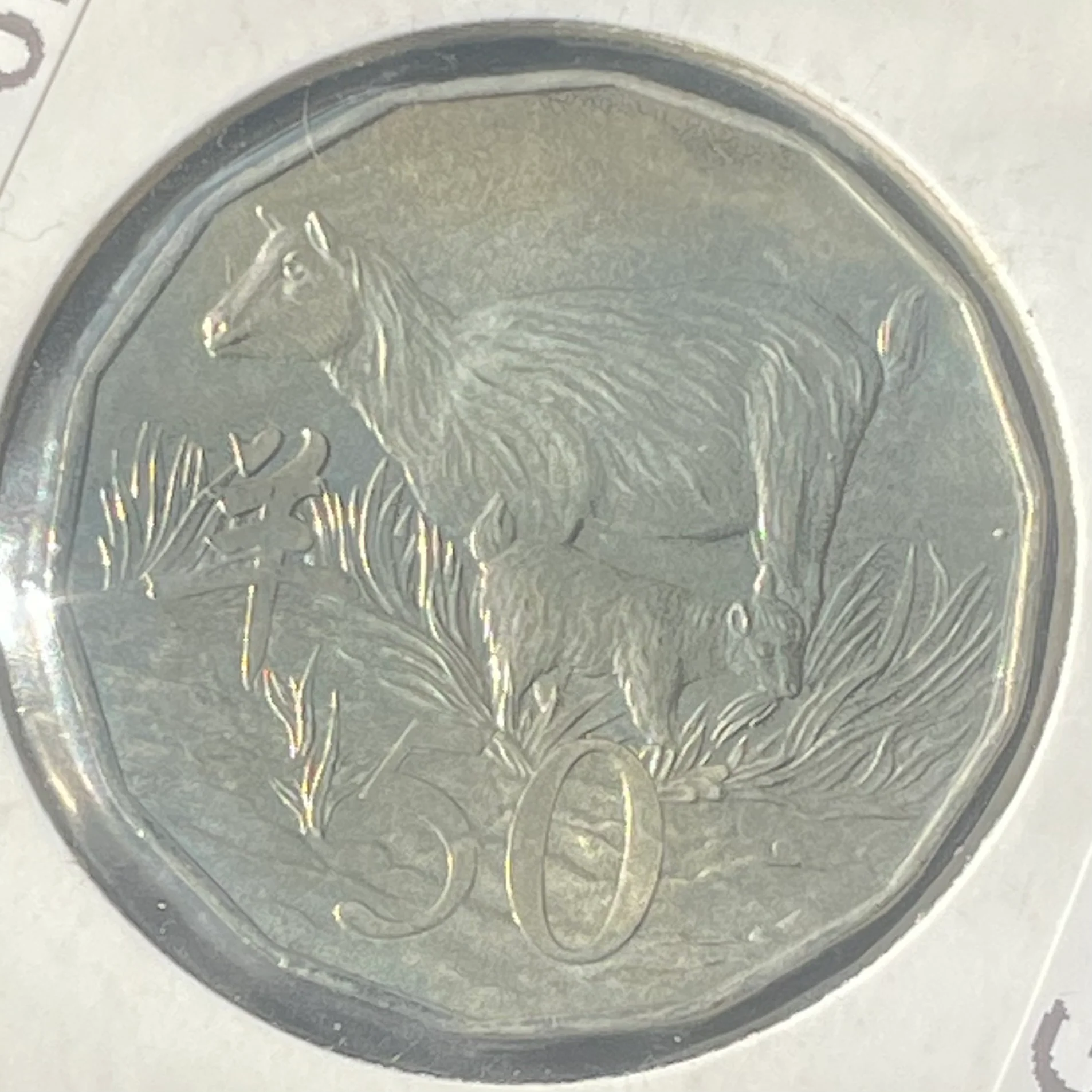 Australia 2015 Royal Australian Mint Fifty Cents 50c Lunar New Year of the Goat Tetra-Decagon Lunar Series Coin in 2x2 mount