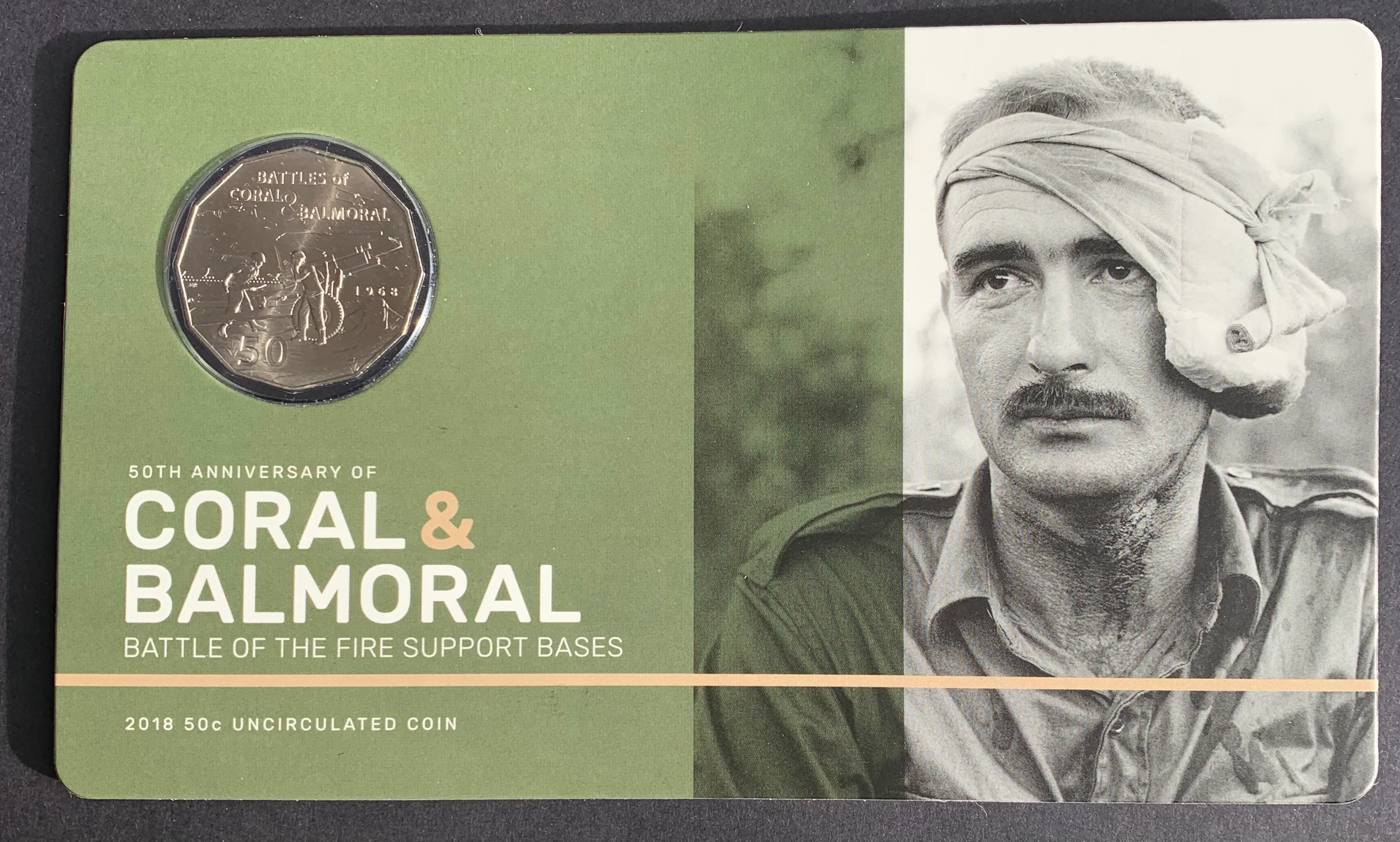 2018 Australia Coral & Balmoral Battle carded 50 cents coin