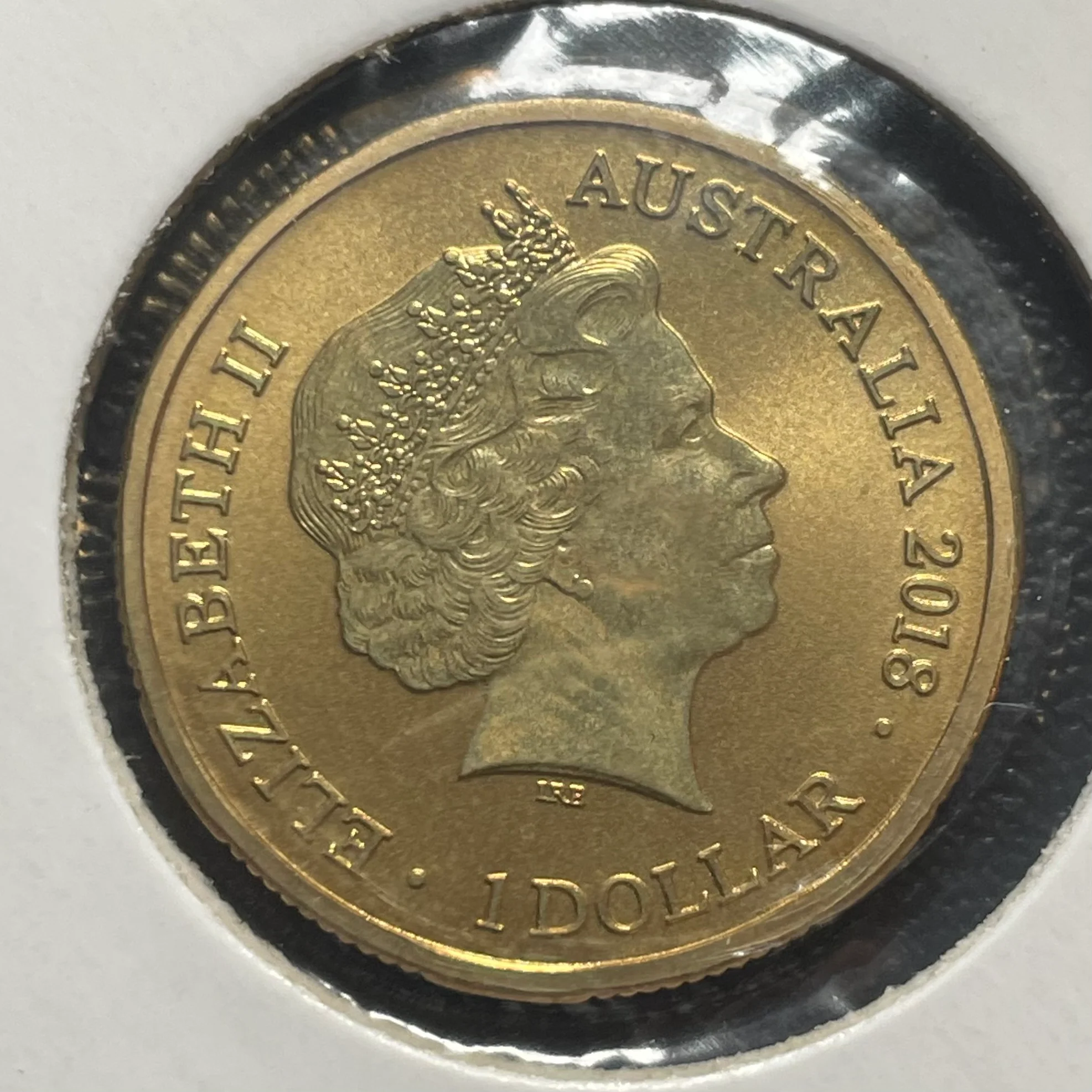 Australia 2018 Royal Australian Mint $1 Lunar New Year of the Dog Coin in 2x2 mount - Image 2