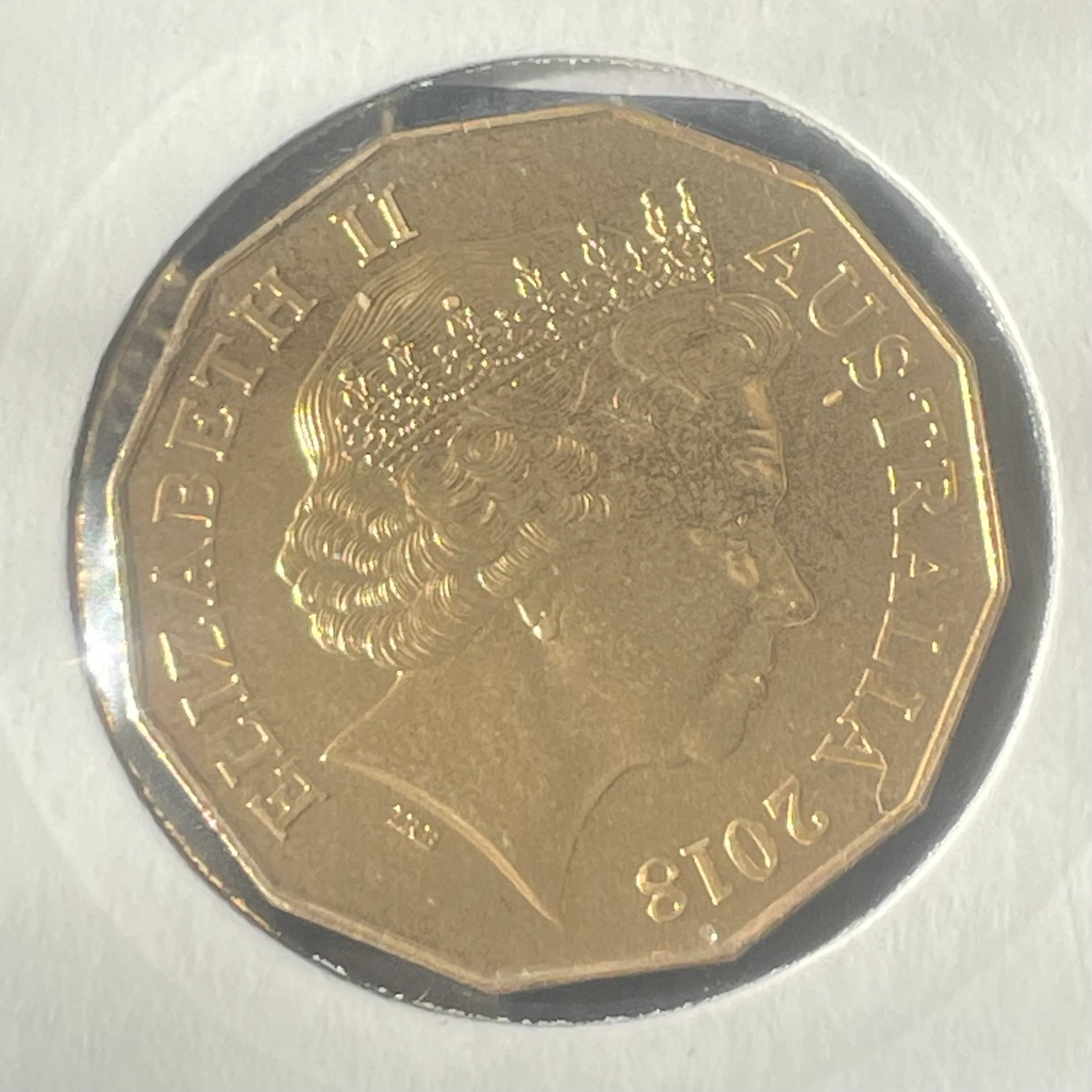 Australia 2018 Royal Australian Mint 50c Fifty Cents Gold Coast Commonwealth Games Gold Plated Uncirculated Coin in 2x2 mount - Image 2