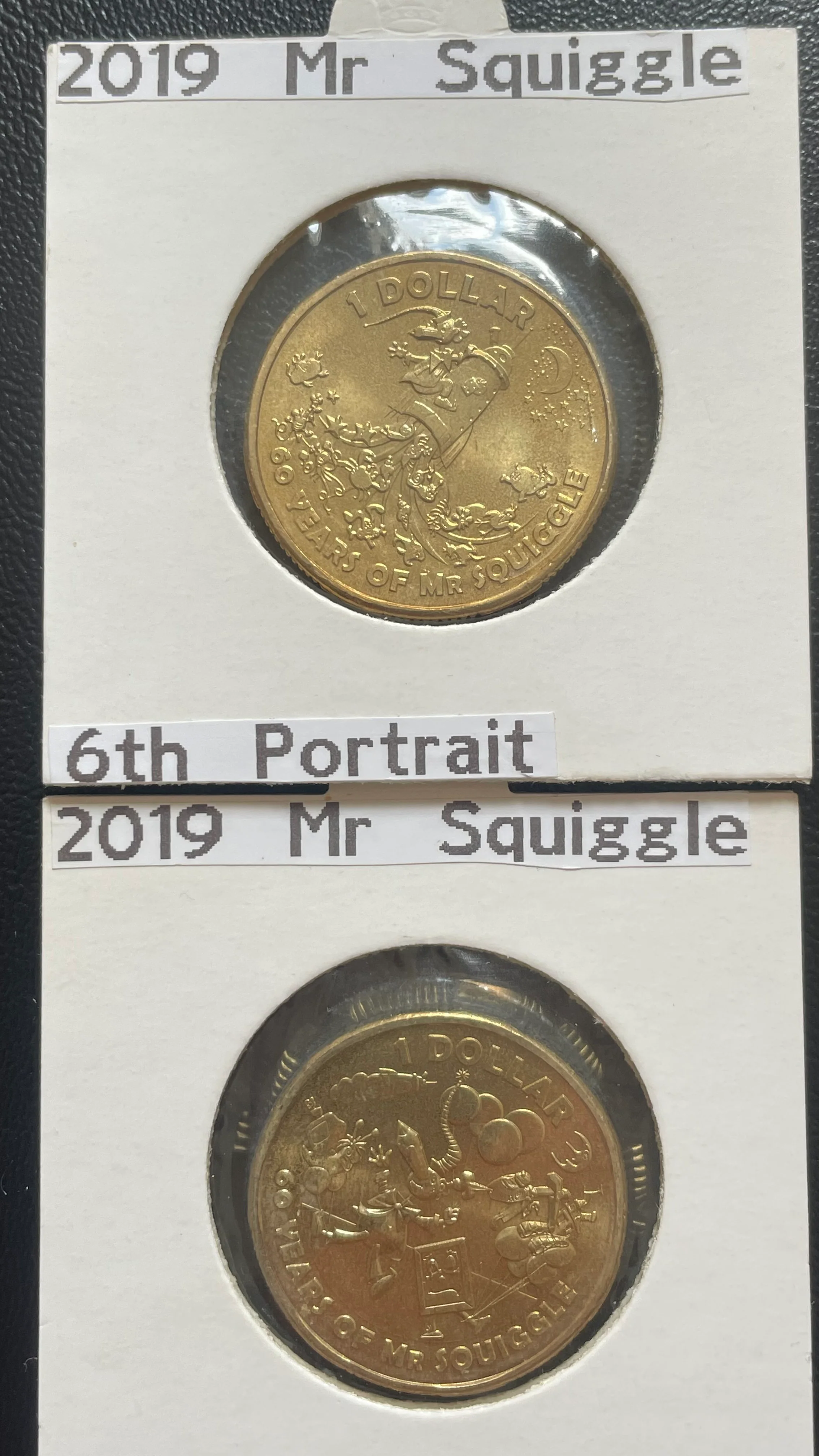 Australia 2019 Royal Australian Mint $1 Mr Squiggle & Friends Coins x 2