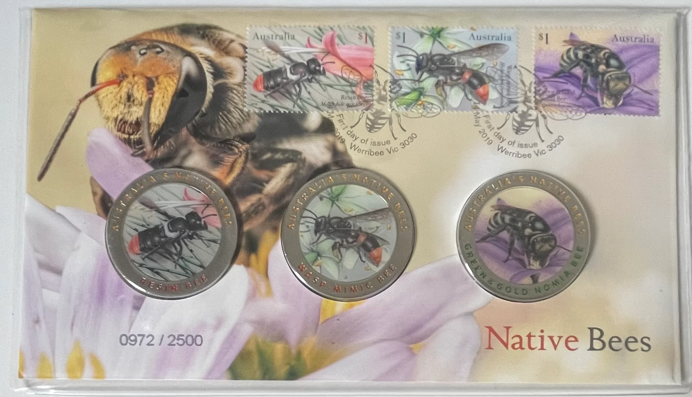 Australia 2019 Set of 3 Native Bees Medallions PNC