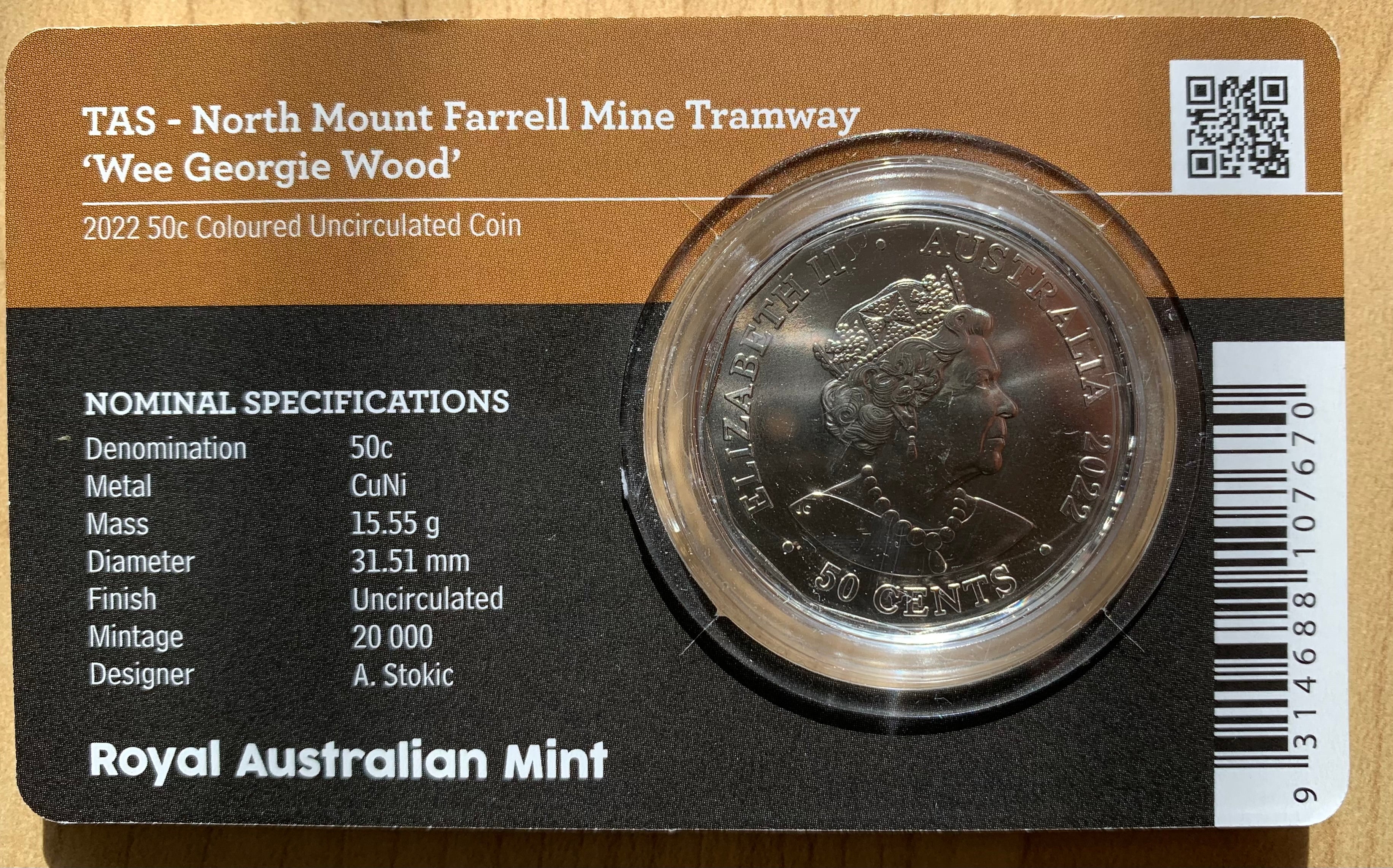 Australia 2022 Coloured 50c Tasmanian Steam Train Coin - Image 2