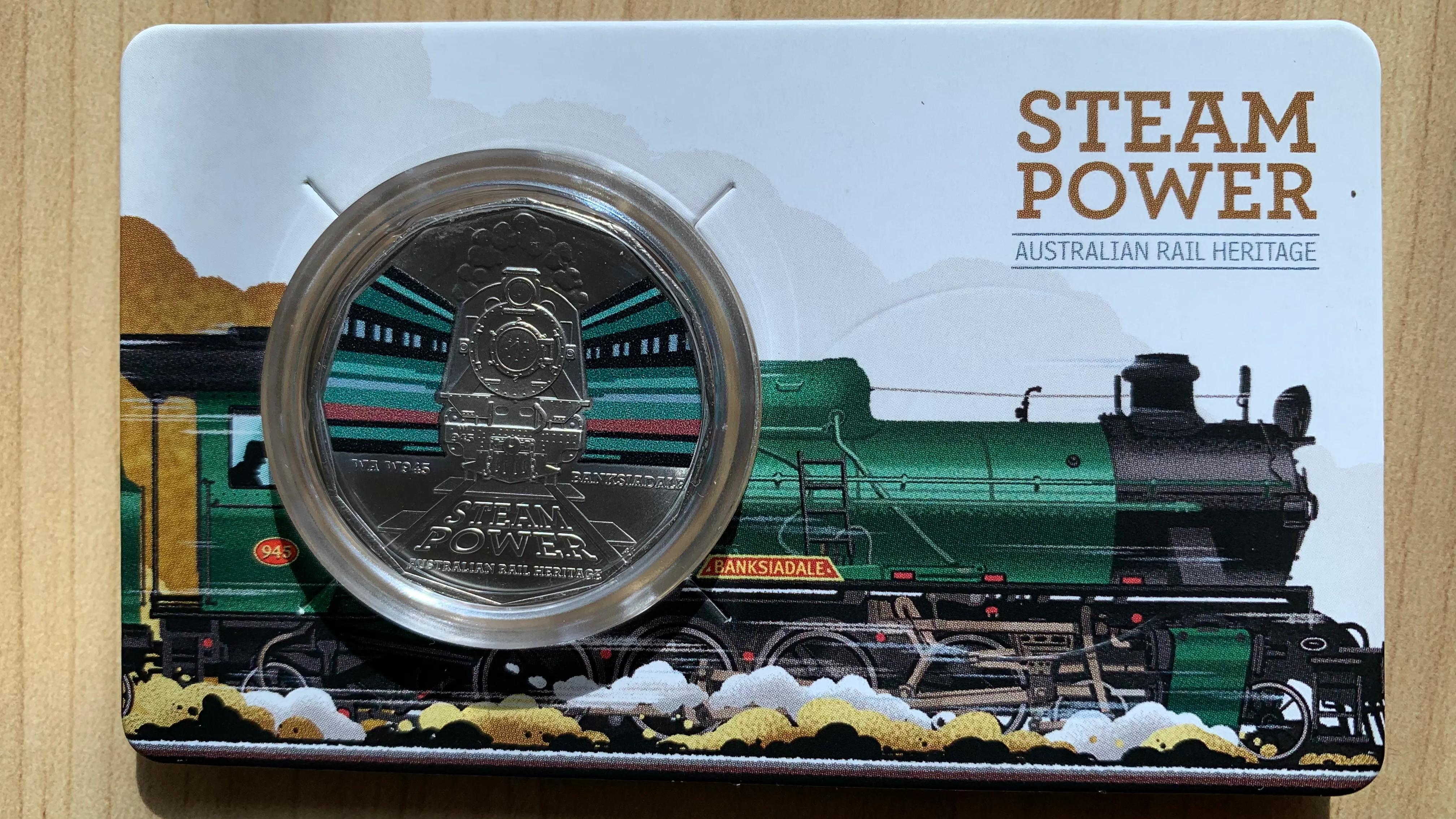 Australia 2022 Coloured 50c Western Australia Rail Steam Train Coin
