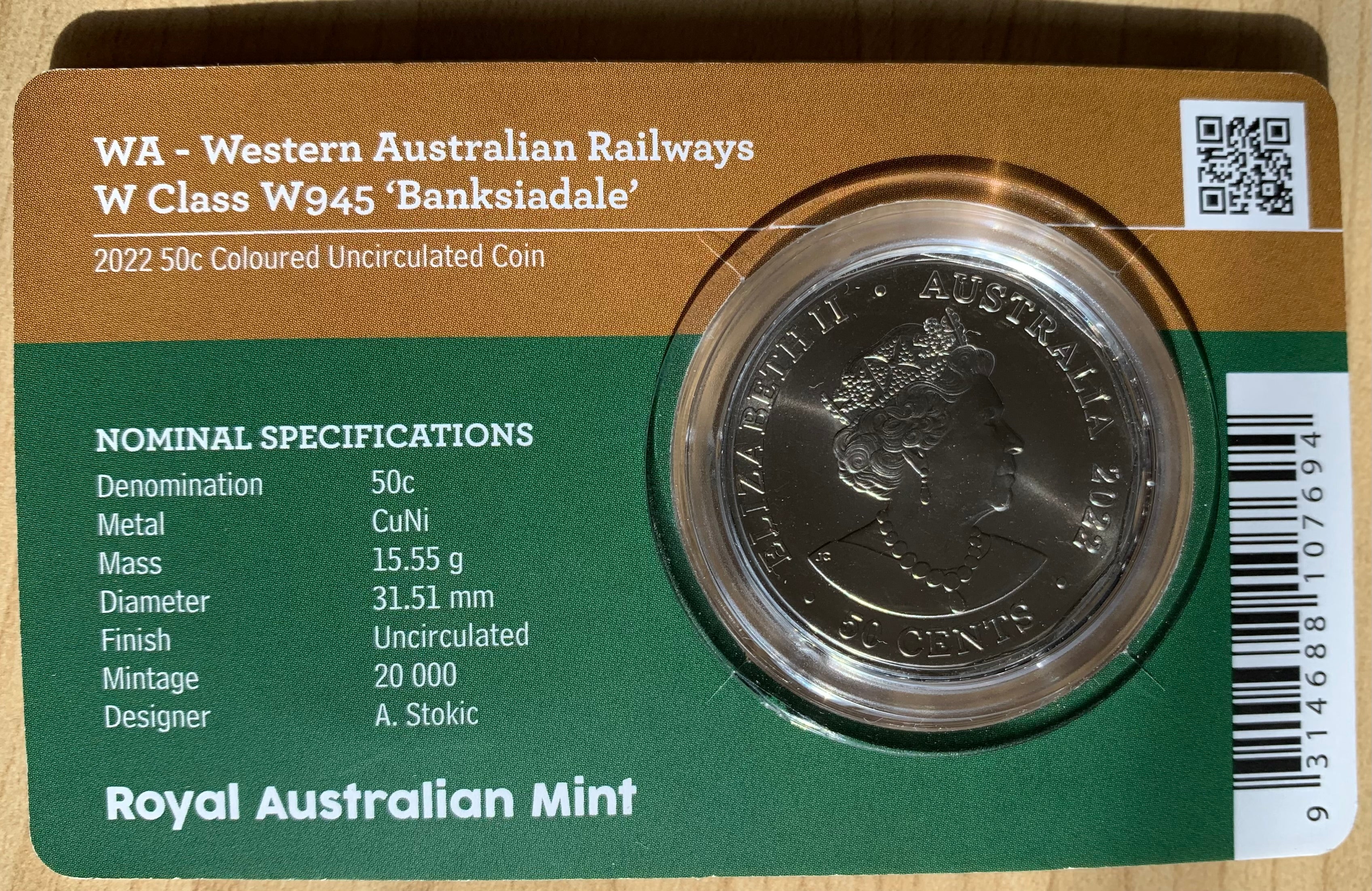 Australia 2022 Coloured 50c Western Australia Rail Steam Train Coin - Image 2