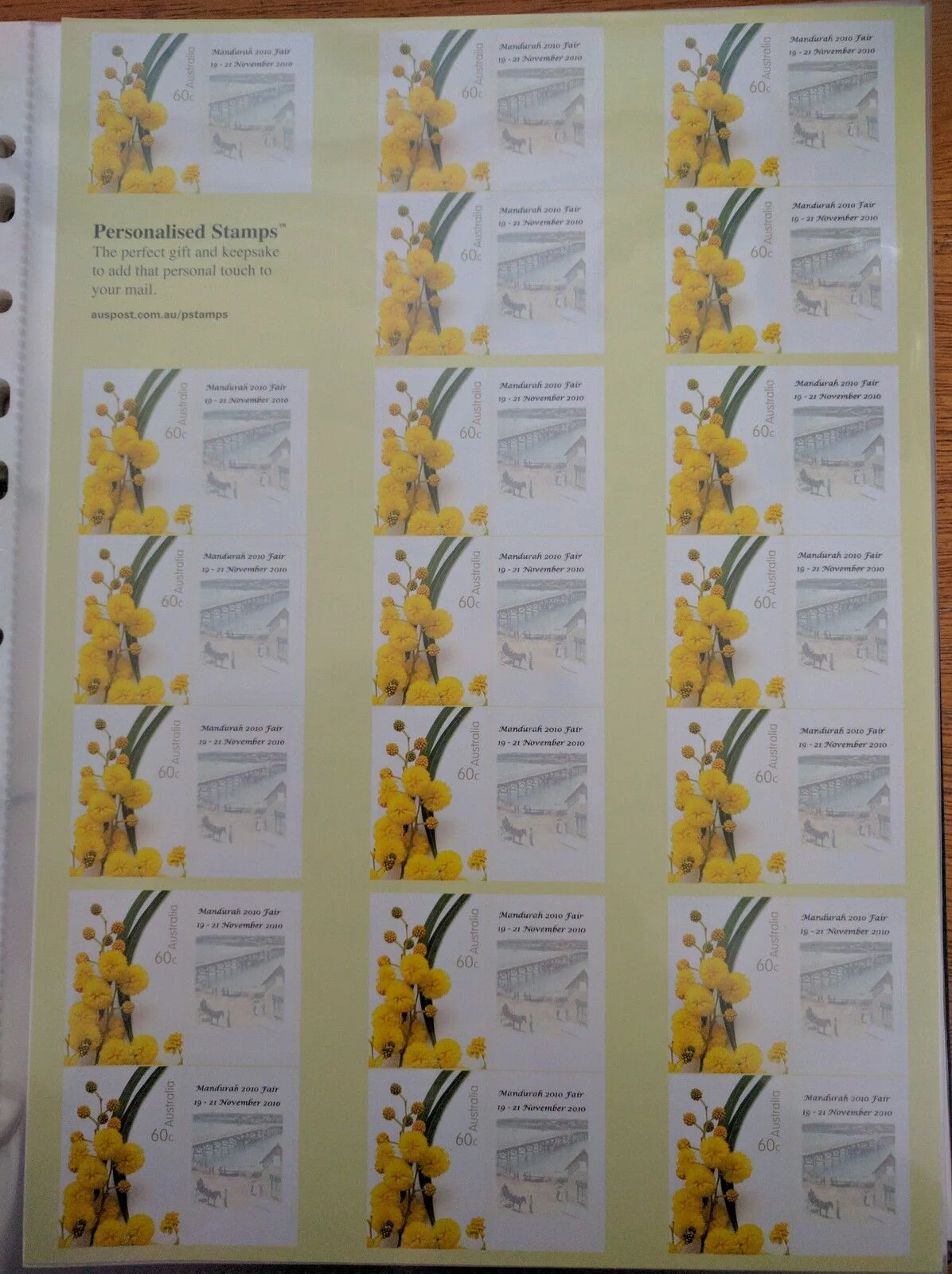 Australia 60c SES Personalised Stamp Sheet - Mandurah 2010 Fair 2010 flowers