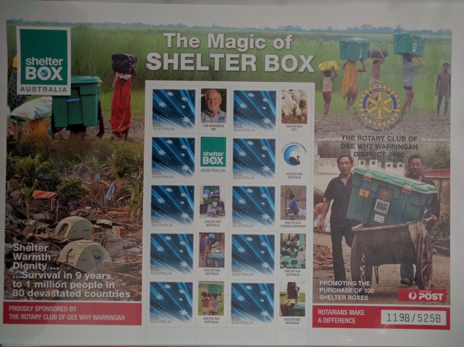 Australia 60c SES Souvenir Sheet - The Magic of Shelter Box Rotary 119B/525B