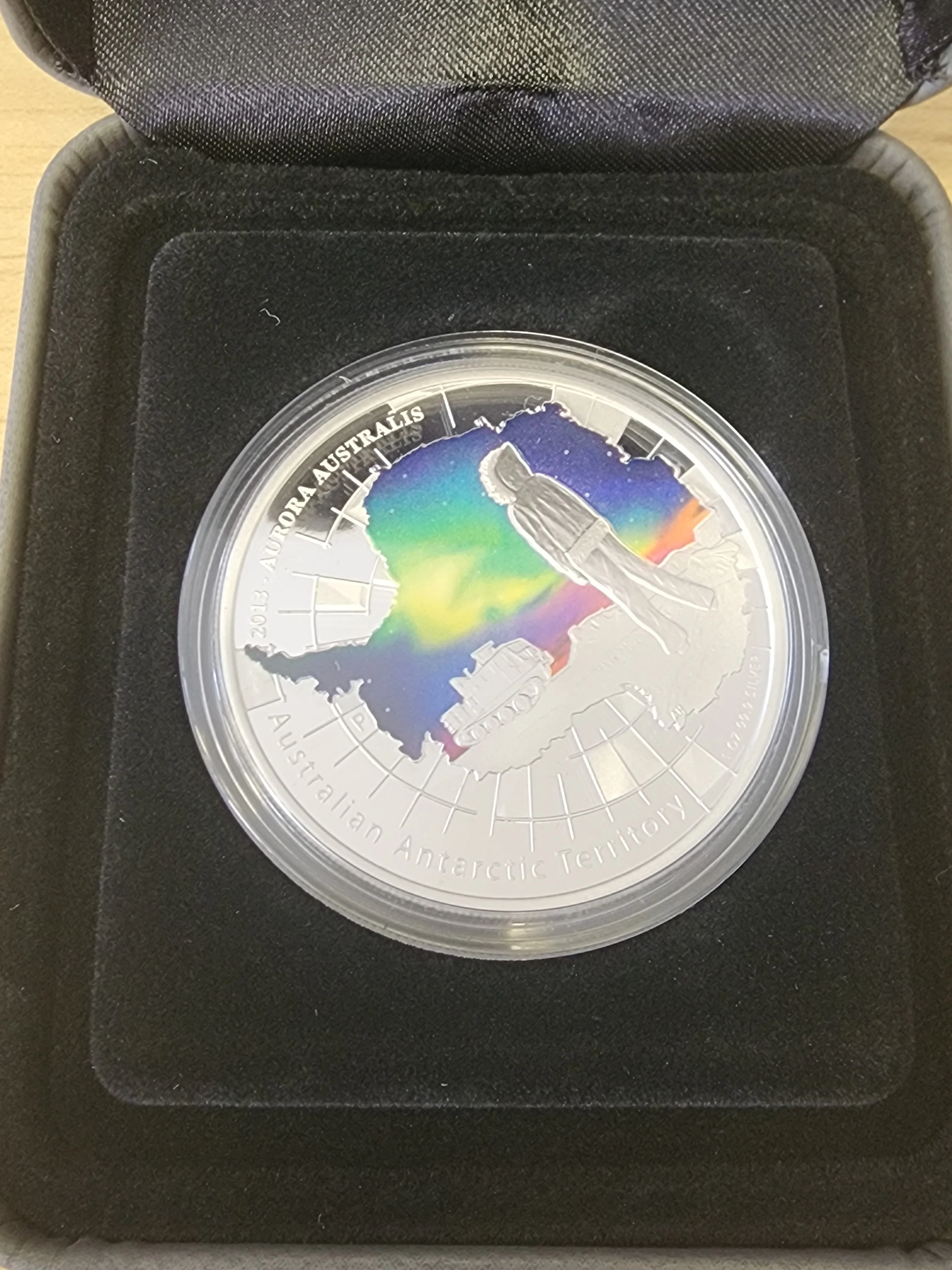 Australia Antarctic 2013 Perth Mint $1 Australian Antarctic Territory Aurora Australis 1oz .999 Silver Proof Coin - Image 2