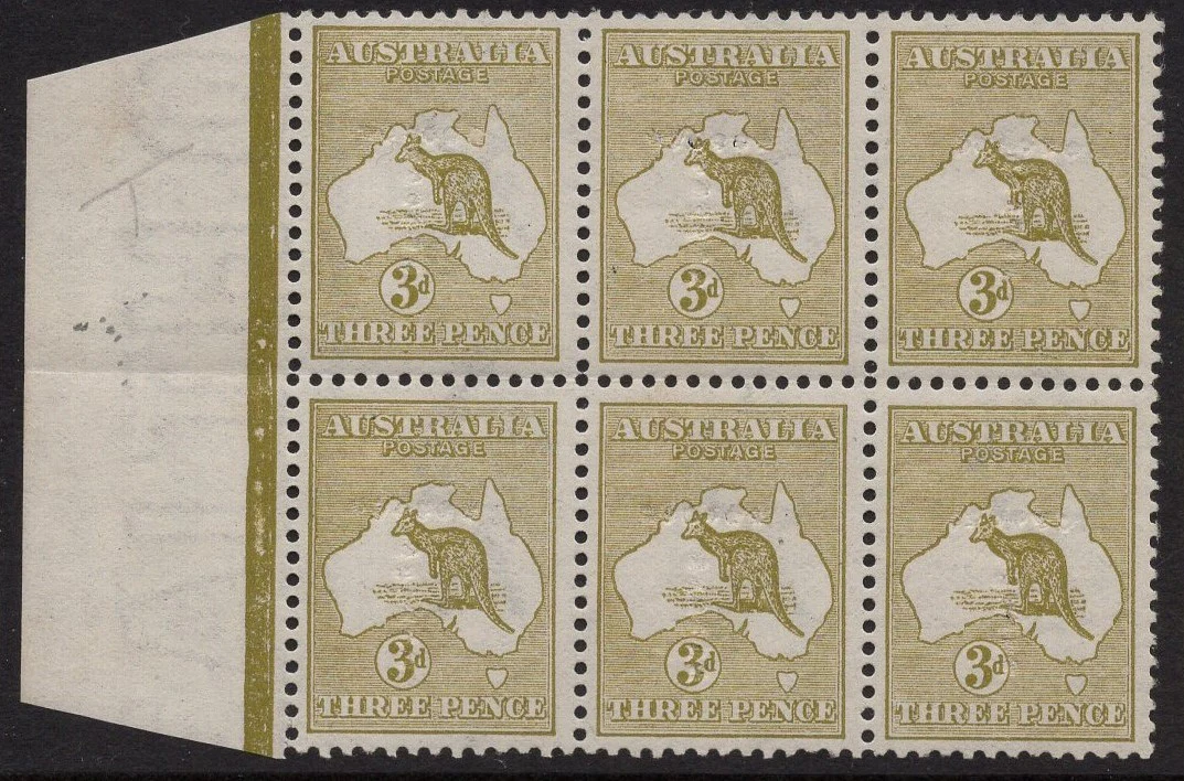 Australia BW 12h SG 5 3d Three Pence Kangaroo Perf. T Mint Block of 6 Stamps - Image 2