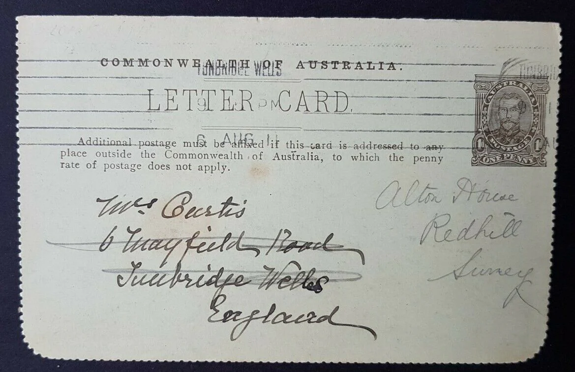 Australia Letter Card 1d full face KGV Botanic Gardens Brisbane Qld LC 1-14 - Image 2