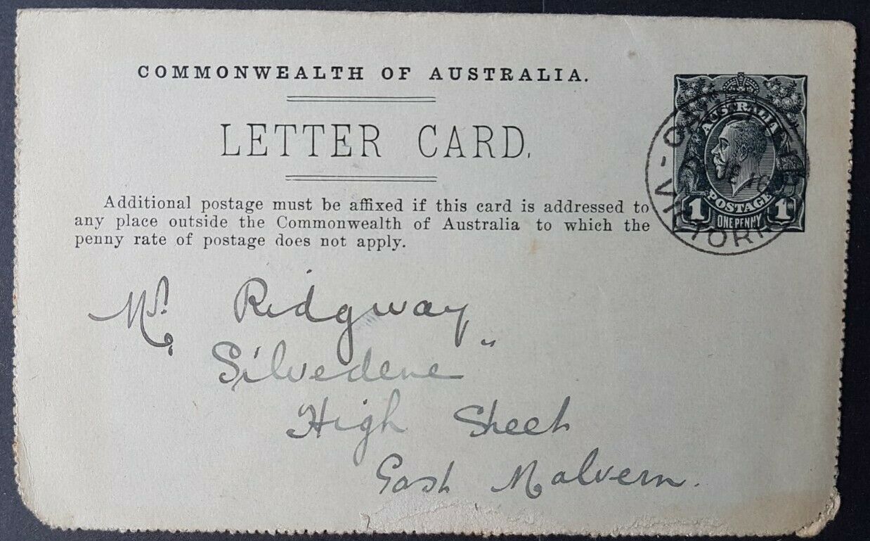 Australia Letter Card 1d full face KGV Perth used. ACSC LC 19 (98B) - Image 2