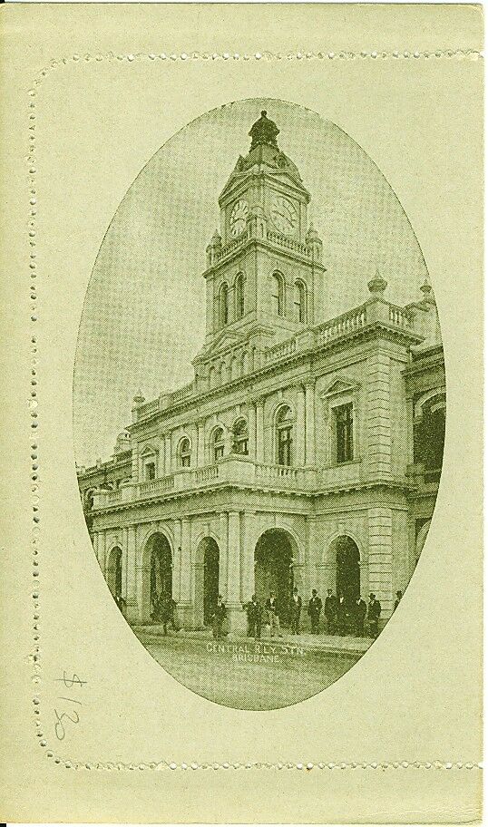 Australia letter card 1d Kangaroo Central Railway Station, Bris LC 14-32B Trains
