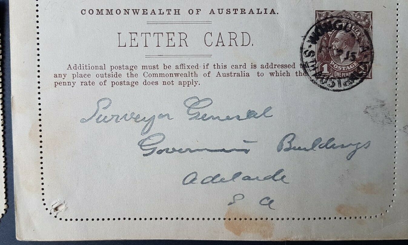 Australia Letter card 1d KGV Riverina District NSW sheep farm used with faults - Image 2