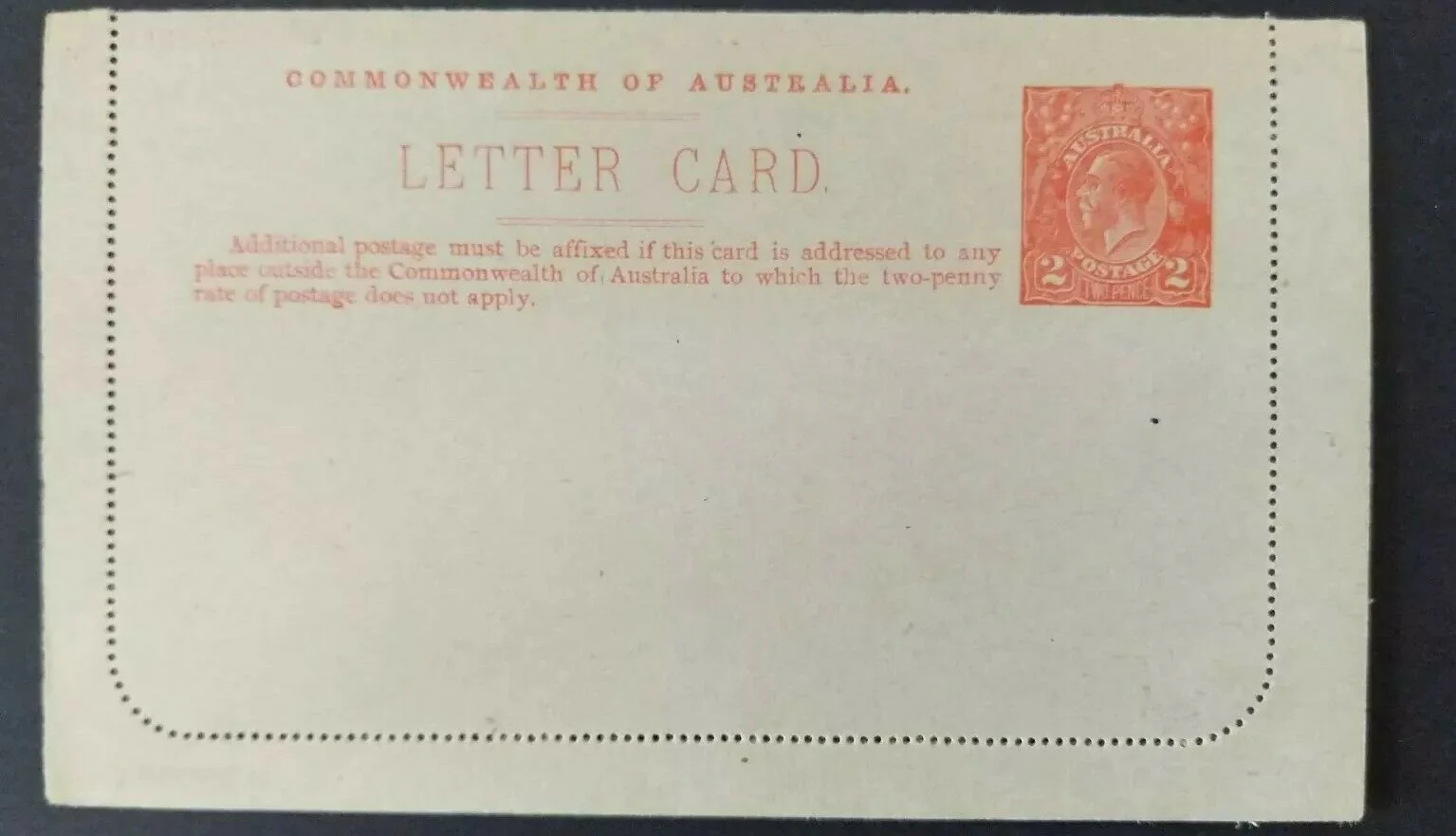 Australia Letter Card 2d KGV Government House Perth postal stationery LC 49-56E - Image 3