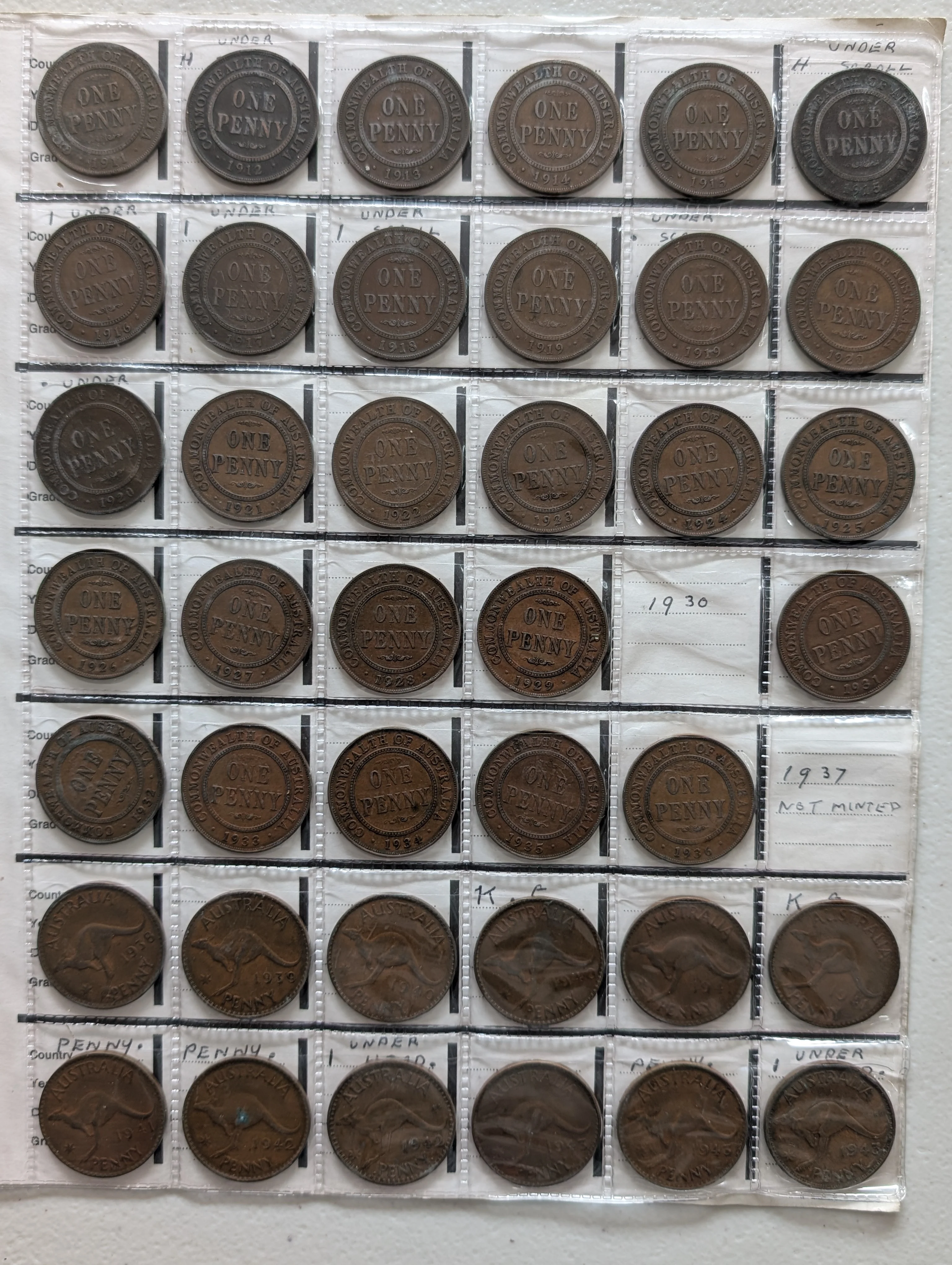 Australia Penny Set Excluding 1930 - Image 2