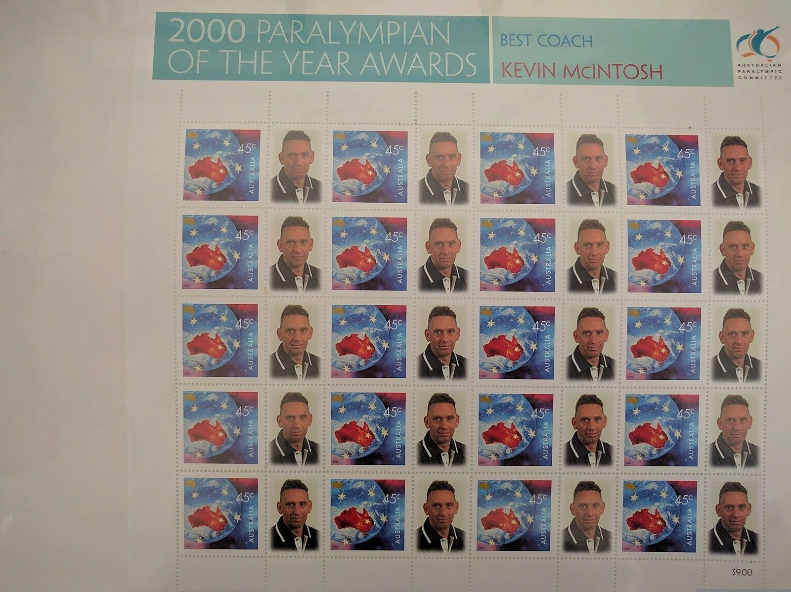 Australia Post 2000 45c Sheet Paralympian of The Year Best Coach