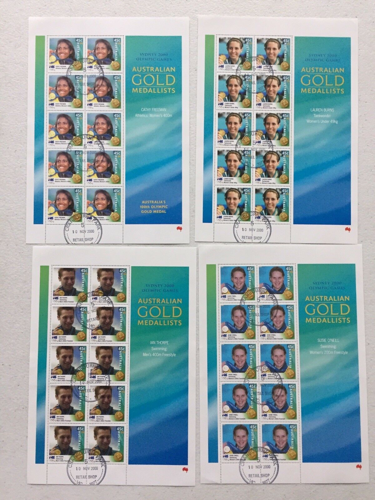 Australia Post 2000 Sydney Olympic Games Set Of 16 Winners Sheetlets Used. - Image 2