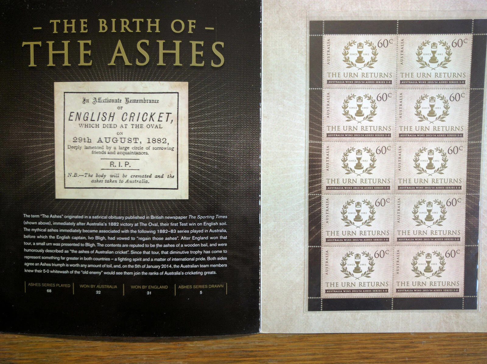 Australia Post 2013/14 The Urn Returns Ashes Stamp Pack - Image 3