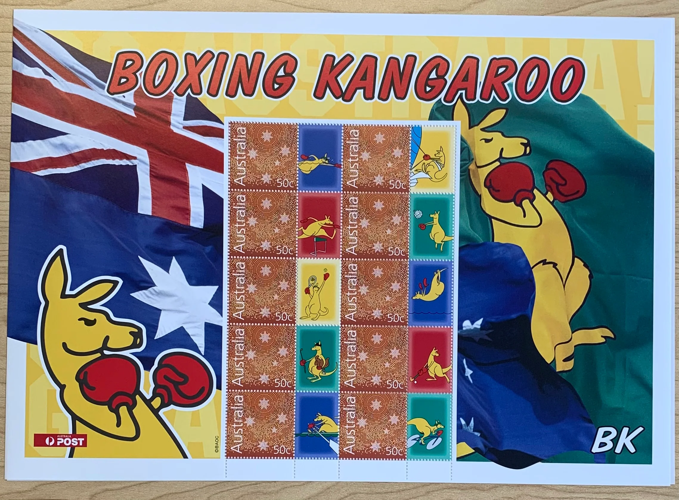 Australia 50c Boxing Kangaroo SES Stamp Sheet. Limited edition