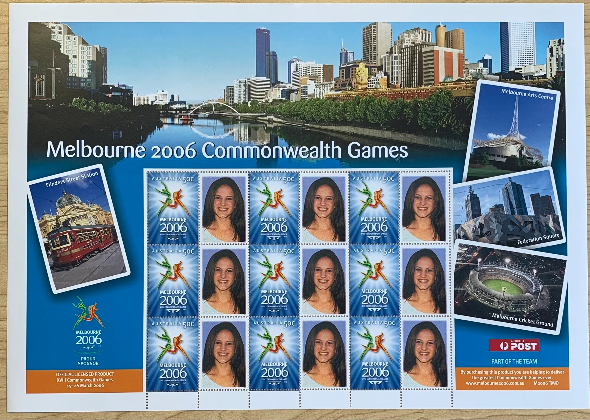 Australia 2006 50c Melbourne Commonwealth Games. SES Personalised Stamp sheet. Limited edition