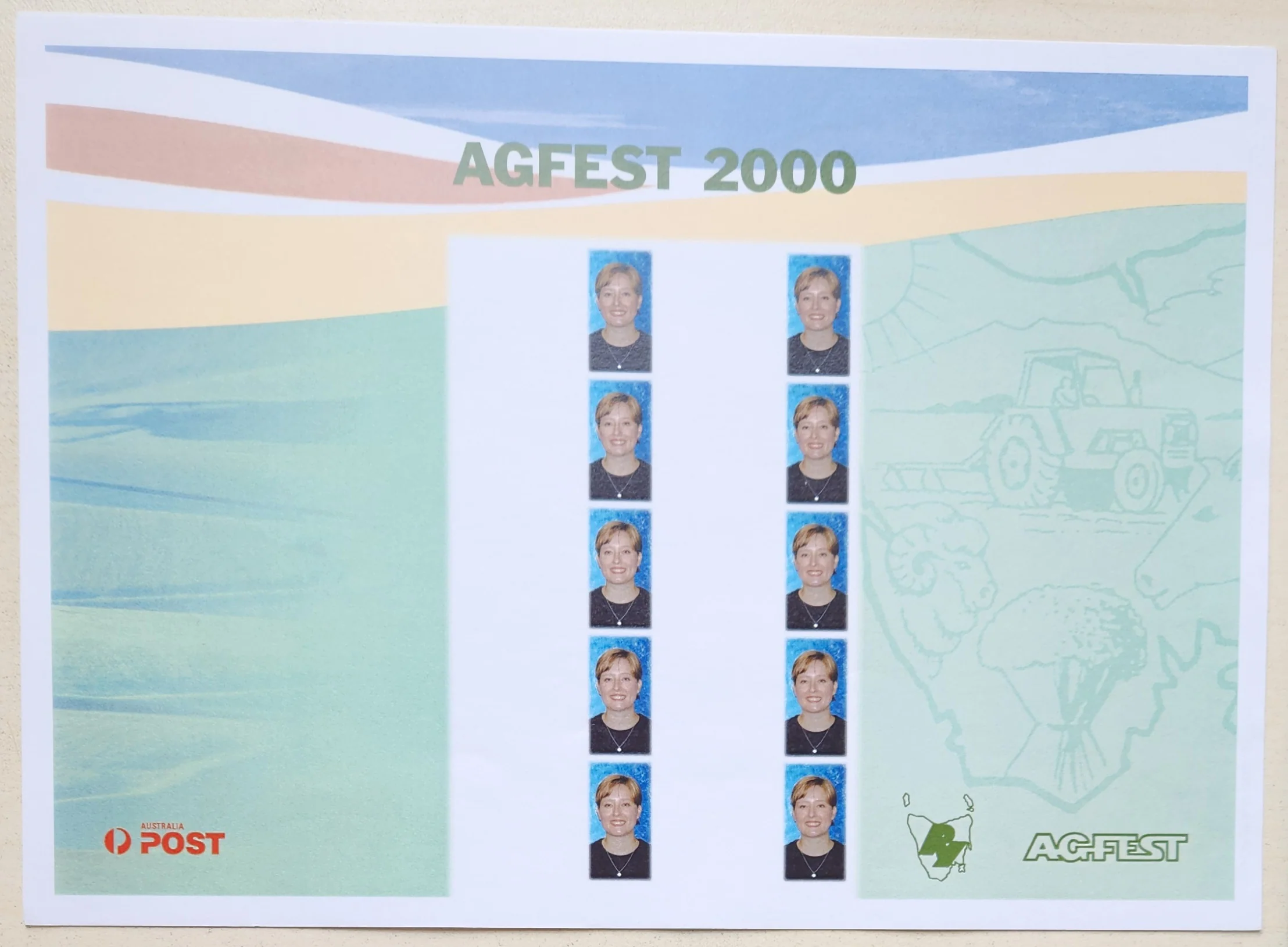 Australia 2000 45c Agfest Agricultural Show Personalised SES Stamp sheet tab proof. Limited edition