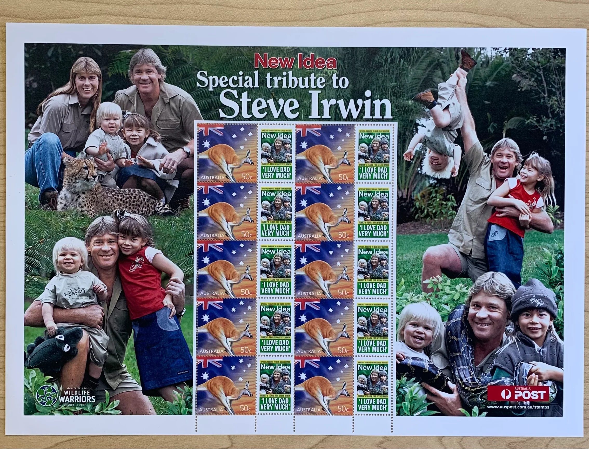 Australia 50c New Idea Special Tribute to Steve Irwin SES Stamp Sheet. Limited Edition