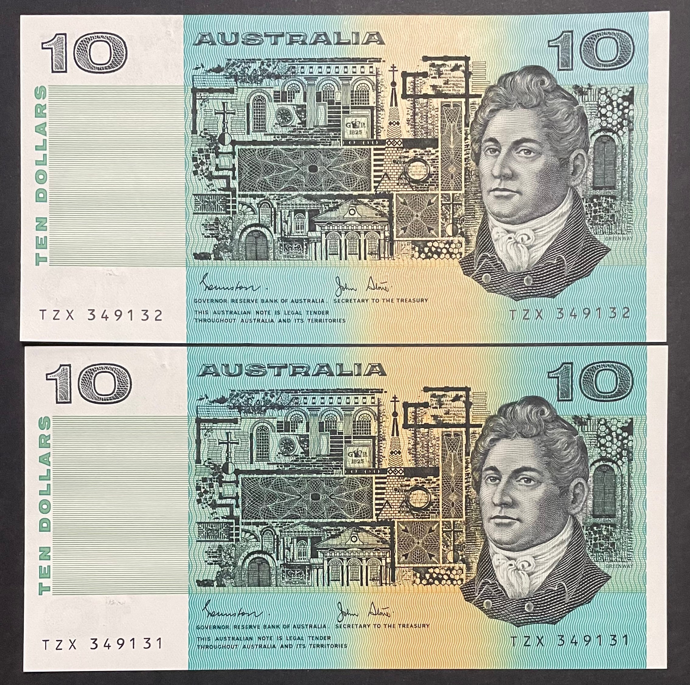 Australia $10 Banknote Johnston/Stone Uncirculated Pair R308 - Image 2