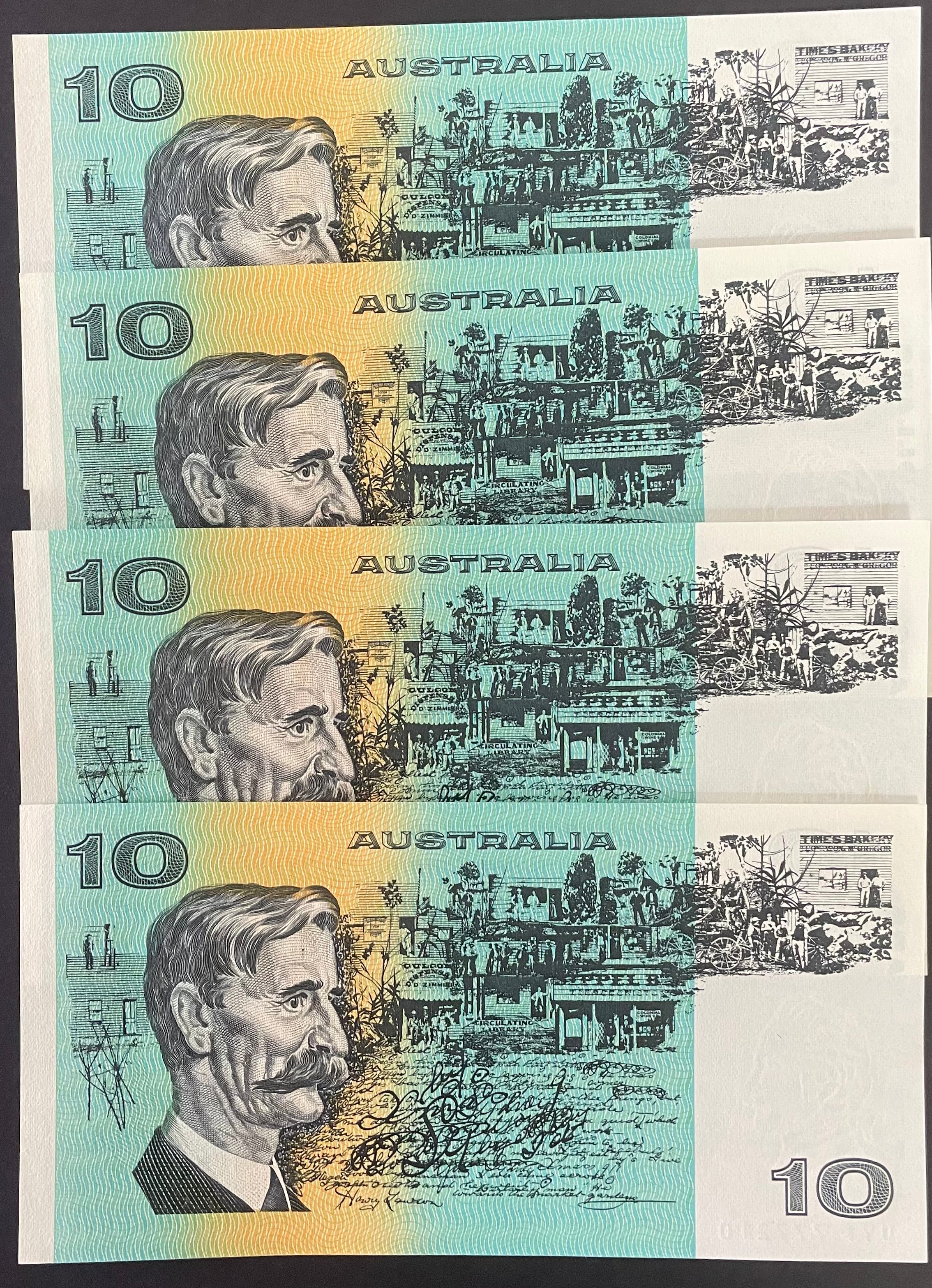 Australia $10 Banknote Johnston/Fraser Run of 4. R309 - Image 2