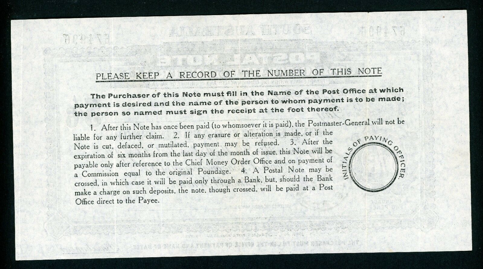 Australia South Australia 5/6 PostalNote Banknote postal stationery Adelaide1945 - Image 2