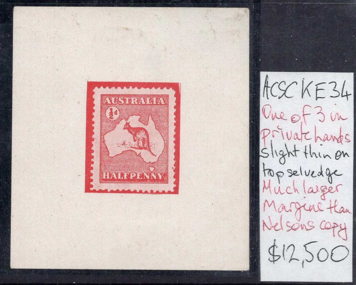 Australia ACSC KE34 Unissued ½d Red Kangaroo Photographic Proof - Image 2