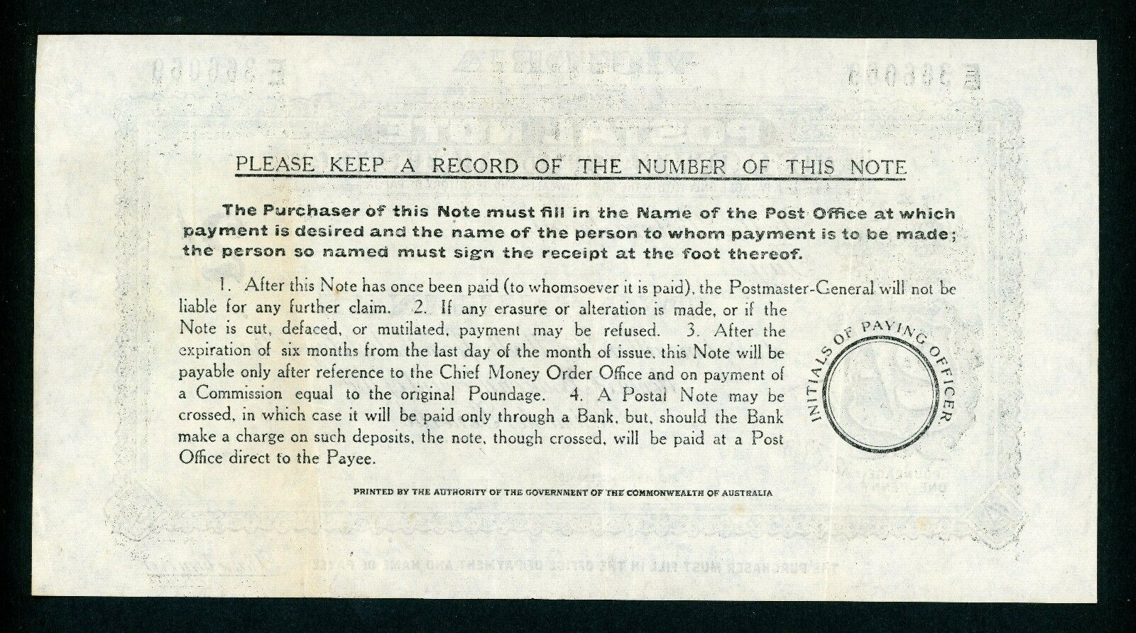 Australia Victoria 2/- Postal Note banknote postal stationery Footscray 1949 - Image 2