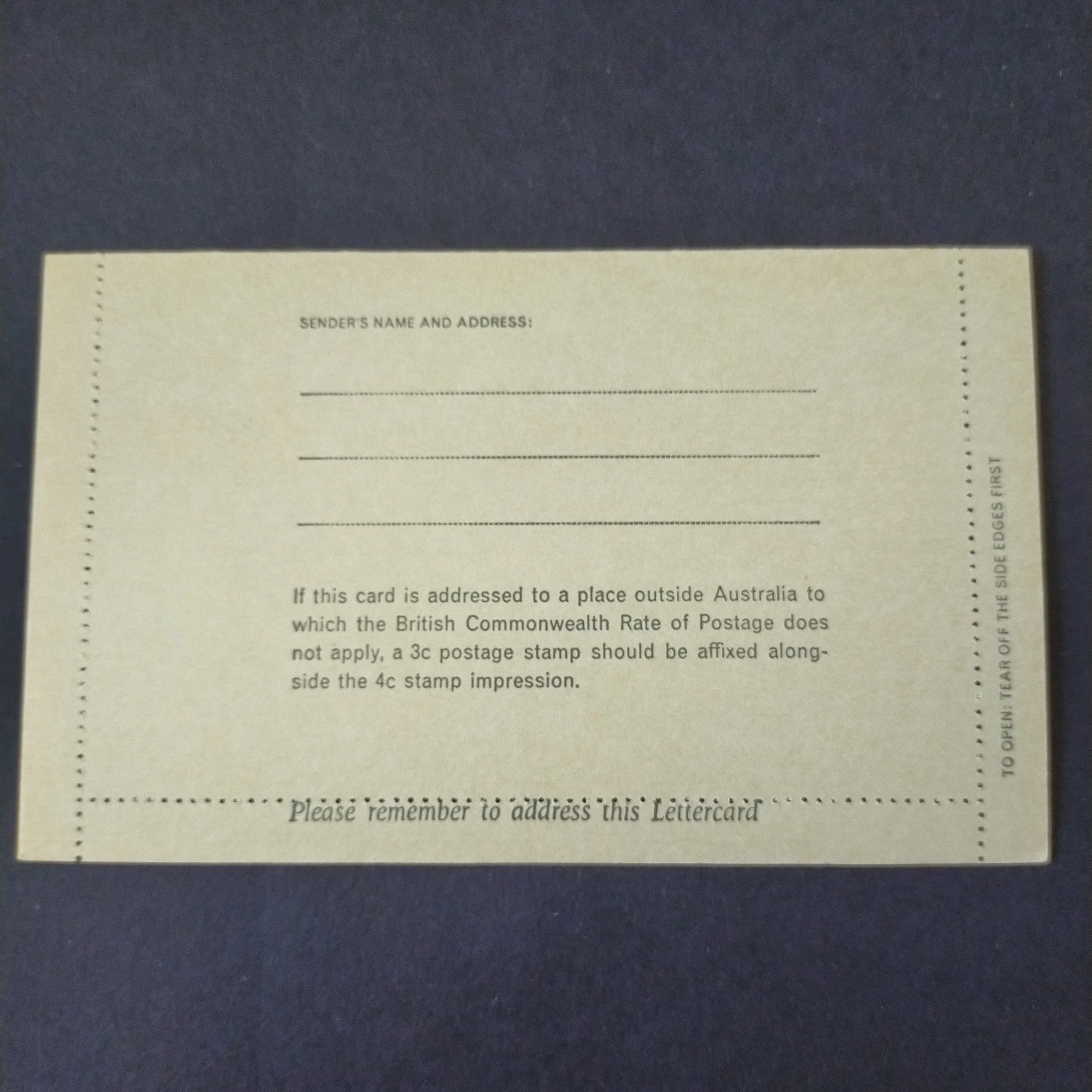 Australia Vintage Decimal Specimen Lettercard 4c Queen Elizabeth II Specimen Stamp - Image 2