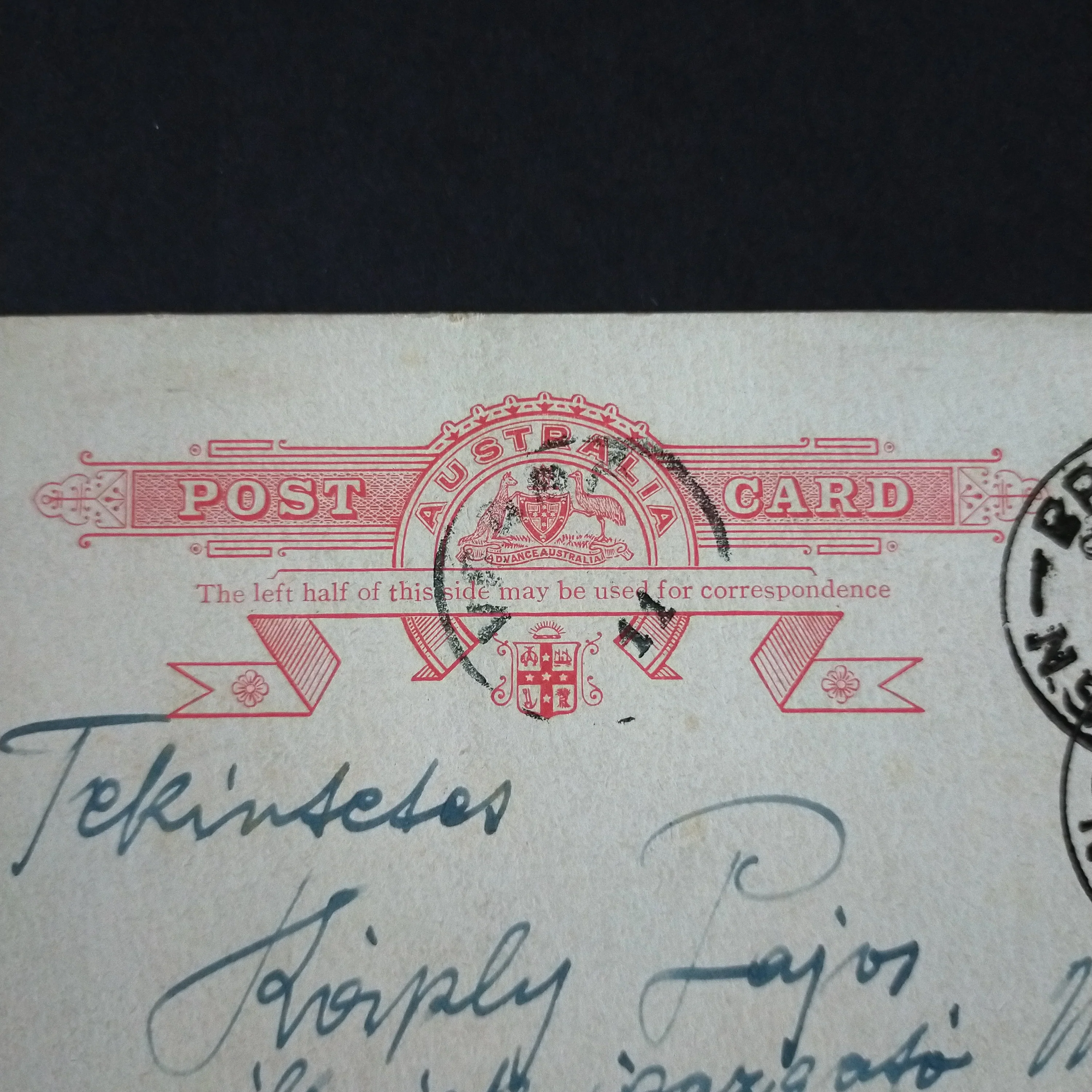 Australia Vintage Postal Card KGV 1d Stamp Used Broken Hill to Hungary - Image 4