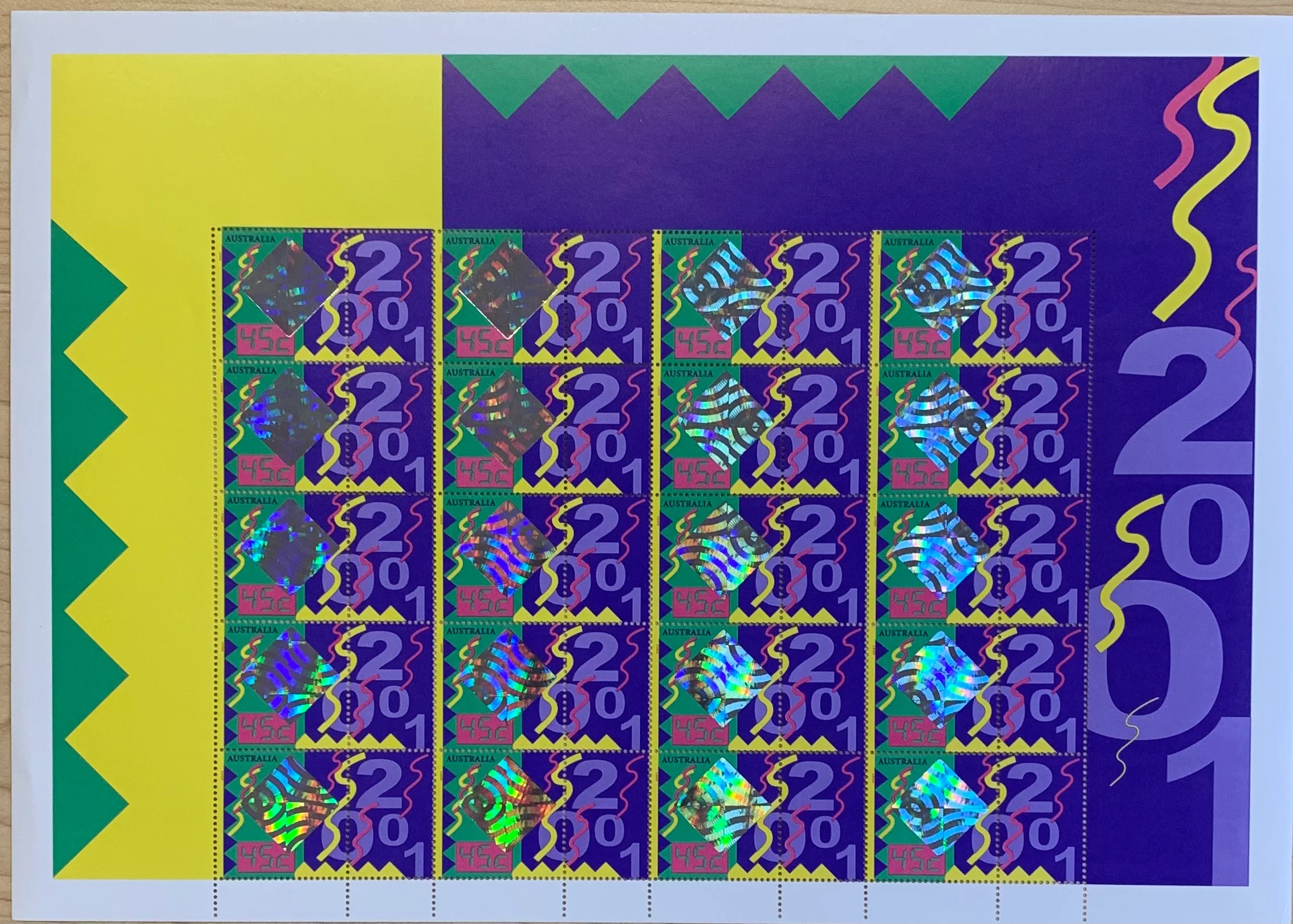 Australia 2001 45c Colour My Day Hologram & Party Streamers SES Stamp Sheet. Limited edition
