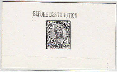 BARWANI Indian States 1932 ¼ anna Black R.D.Singh Die Proof SG 32A