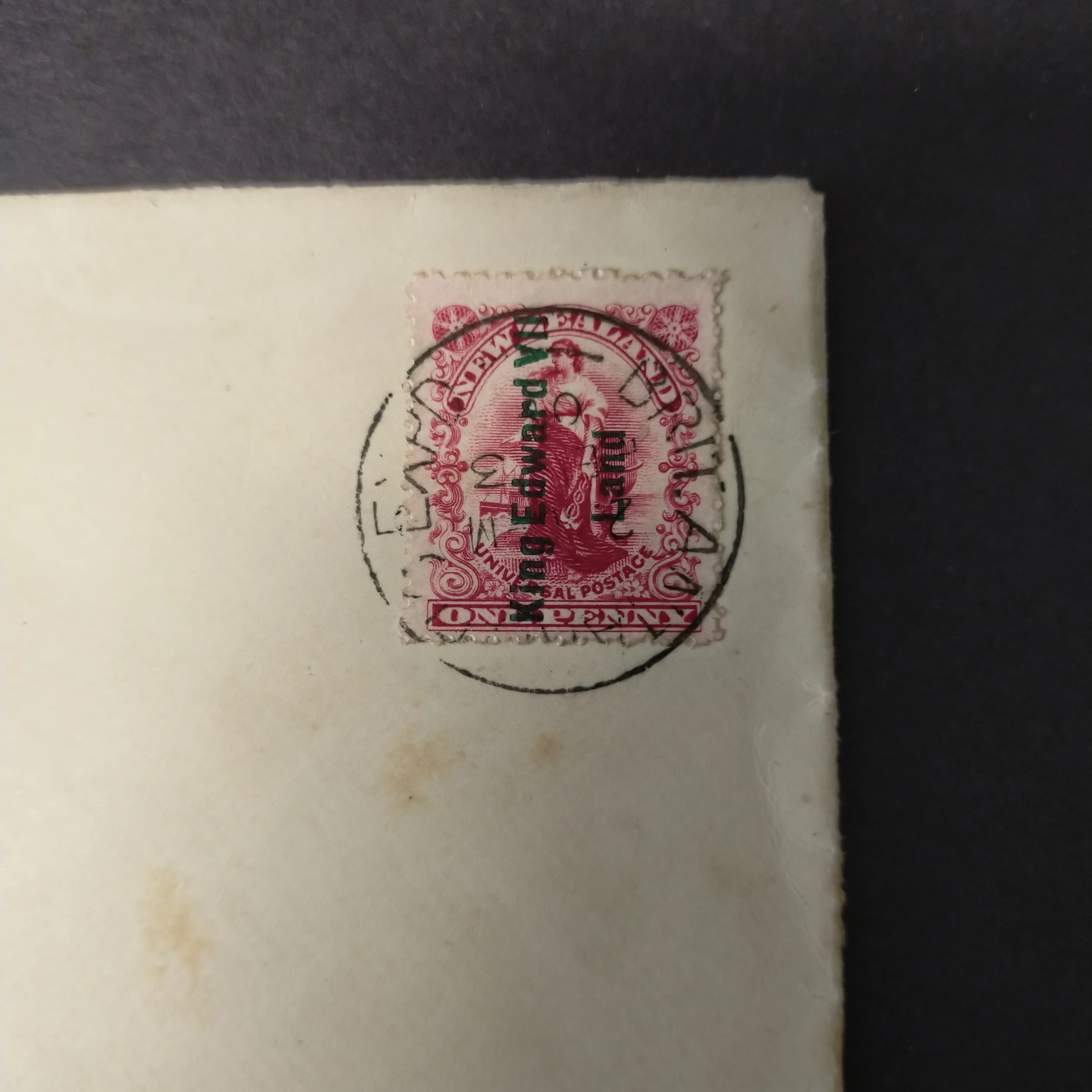British Antarctic Expedition 1907 King Edward VII Land 1908 1d on unaddressed envelope, tied by BAE FE 27 08 CDS - Image 3