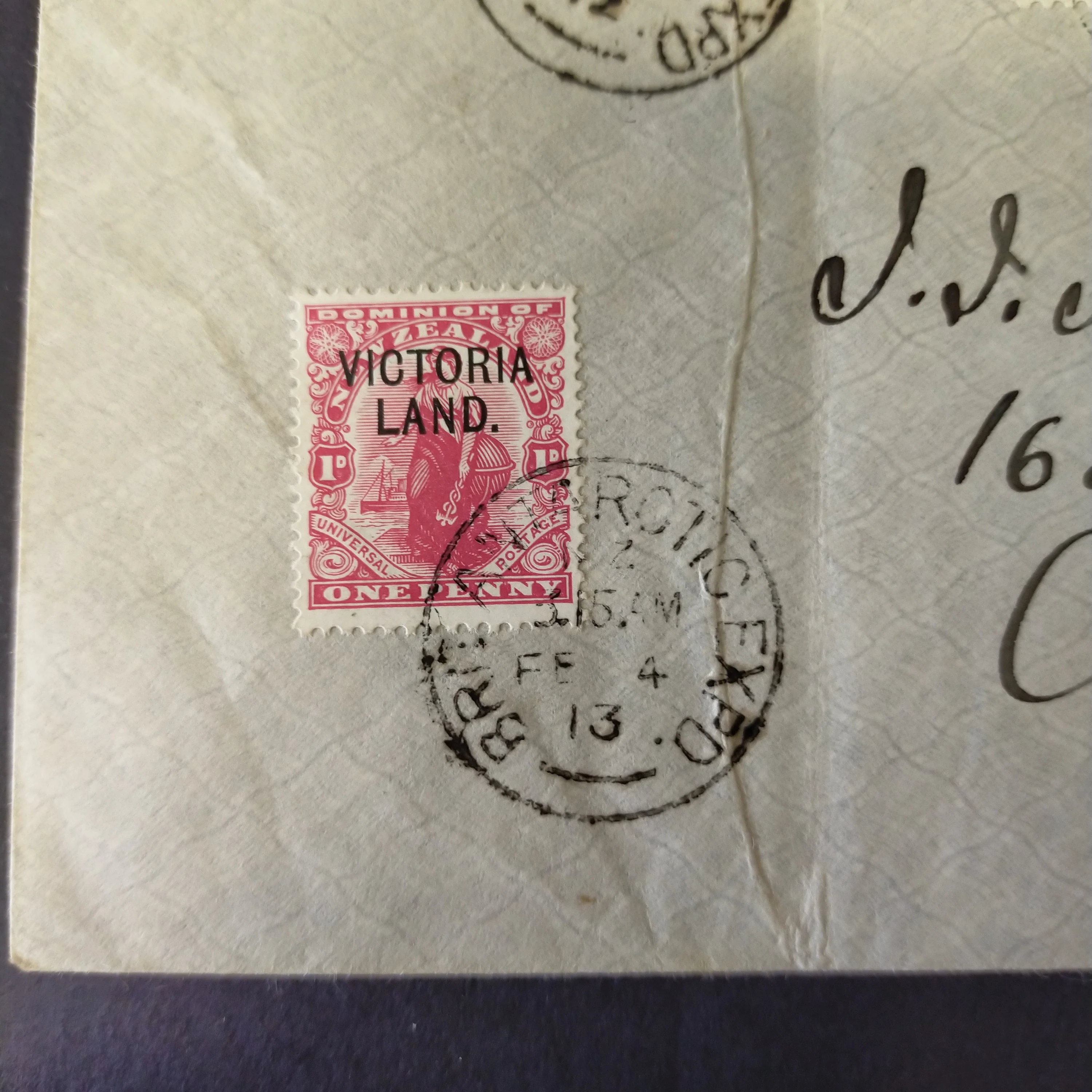 British Antarctic Expedition stationary adressed to expedition agent J. Kinsey King Edward VII Land cancelled Mar 4 1909, Victoria Land 1d cancelled Mar 3 1912 - Image 6