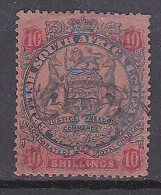 British South Africa SG 50 10/- slate and vermilion/rose Used Stamp