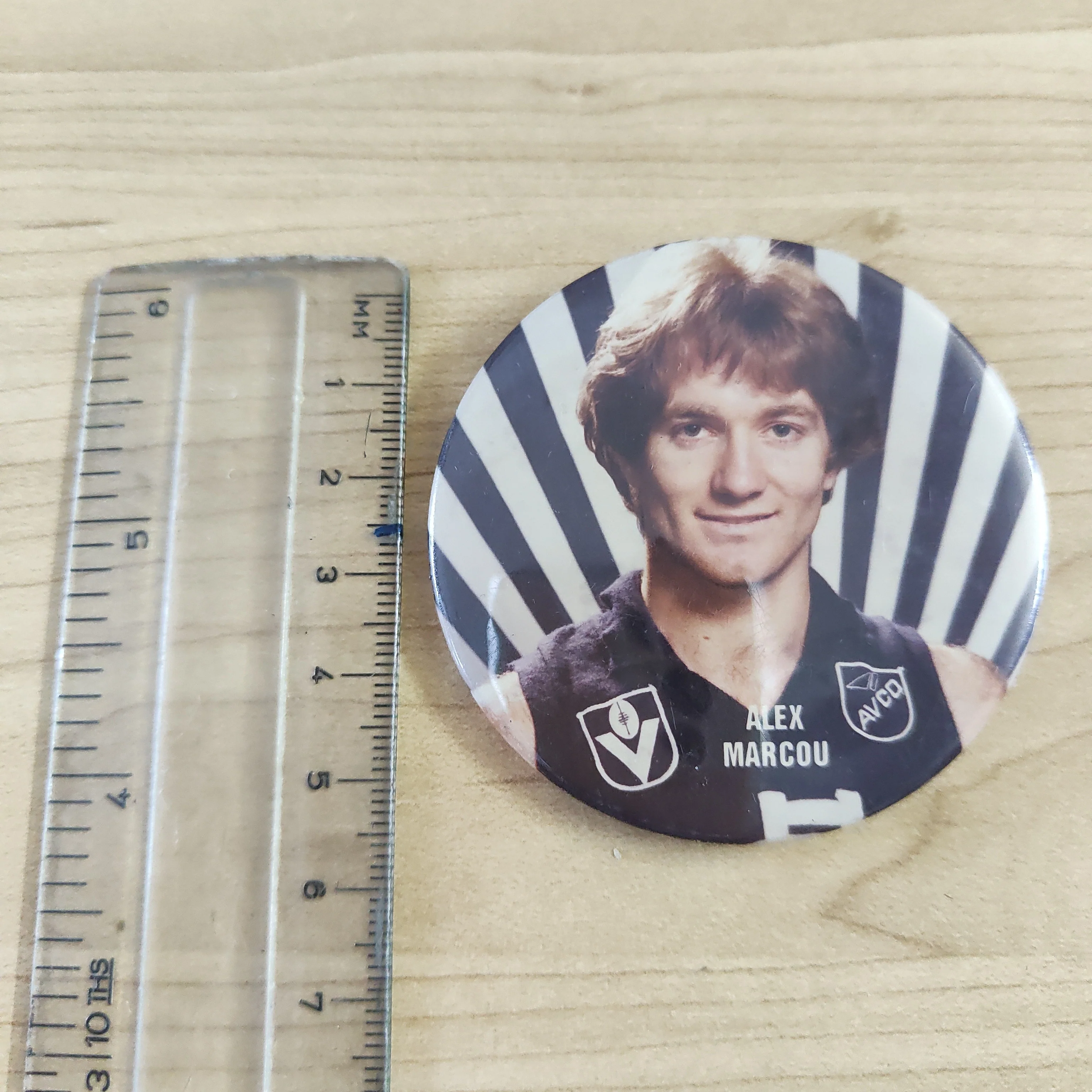Carlton Football Club Vintage Player Button Badge Alex Marcou - Image 3