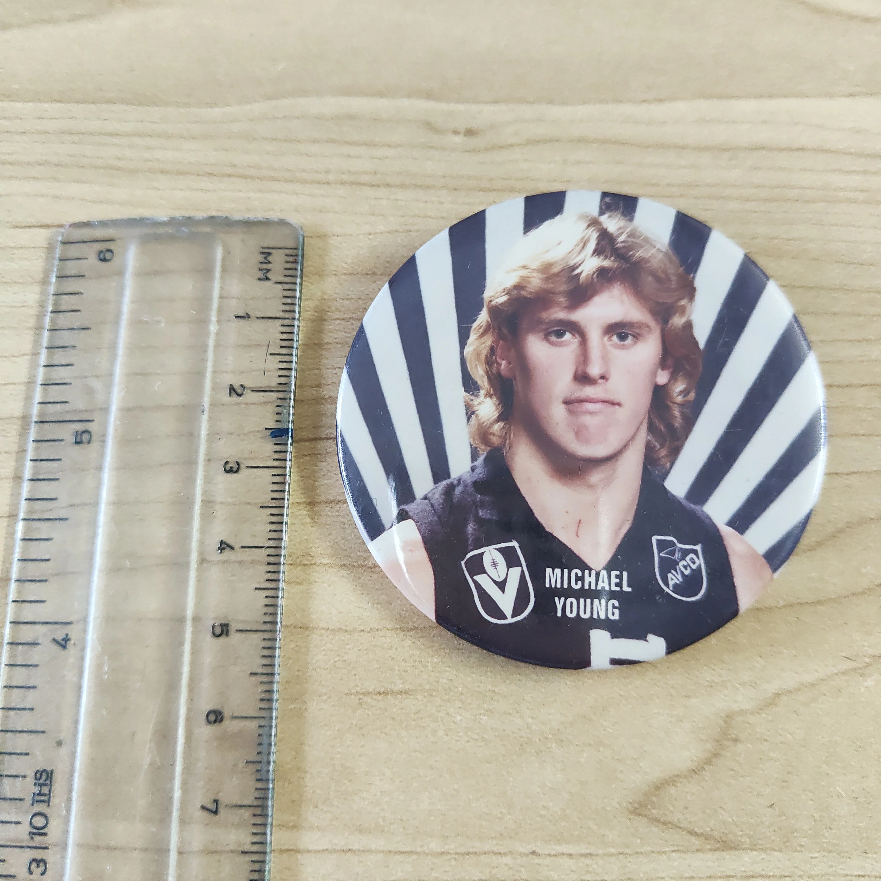 Carlton Football Club Vintage Player Button Badge Michael Young - Image 3