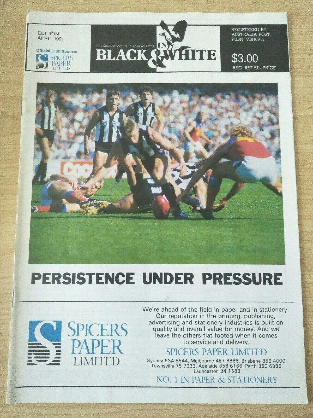 Collingwood Football Club "In Black & White" Newsletter 1991-96 x7 and Stickers - Image 3