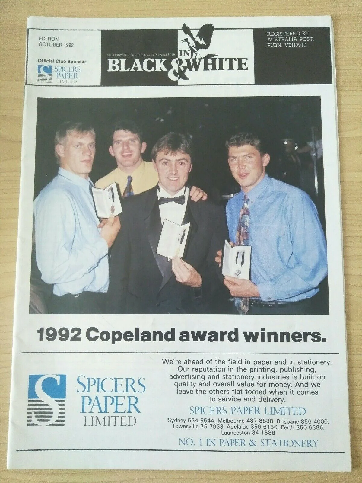 Collingwood Football Club "In Black & White" Newsletter 1991-96 x7 and Stickers - Image 6