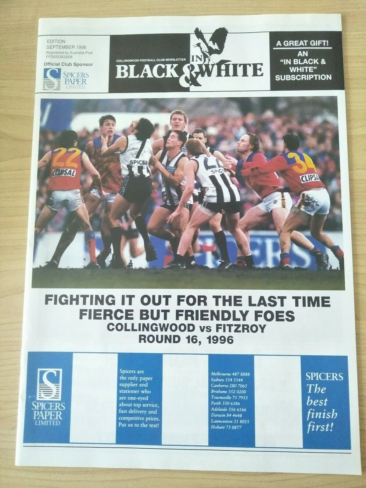 Collingwood Football Club "In Black & White" Newsletter 1991-96 x7 and Stickers - Image 8