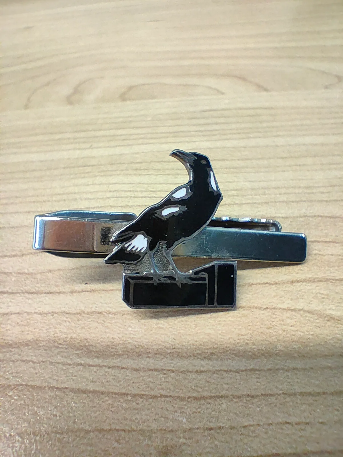 Collingwood Football Club Vintage Enamel Tie Clip With Magpie