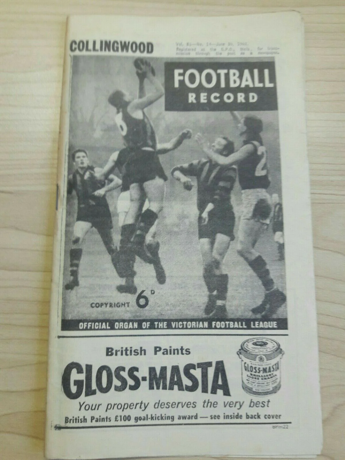 Collingwood Vs Richmond 1962 Football Record