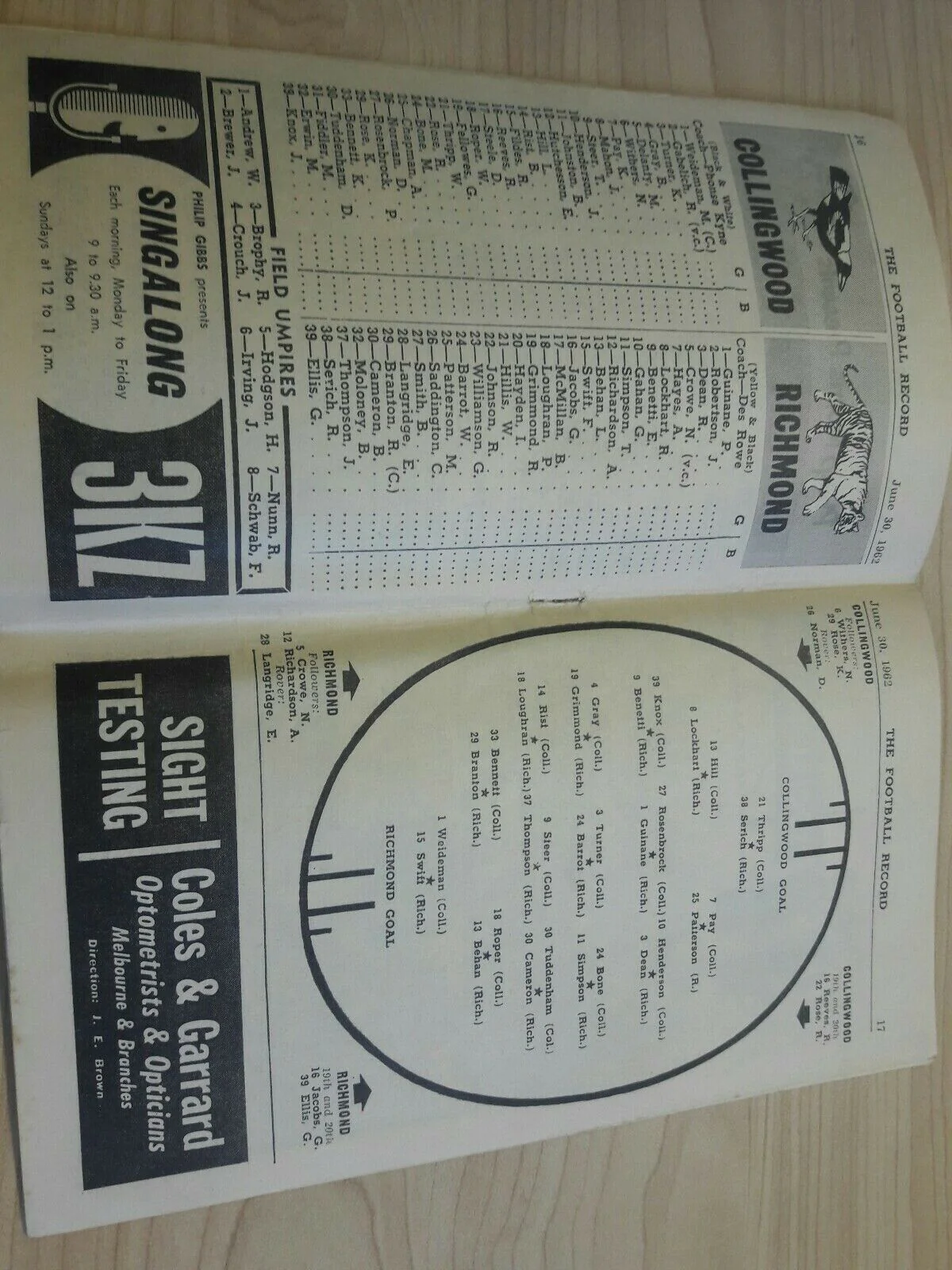 Collingwood Vs Richmond 1962 Football Record - Image 2