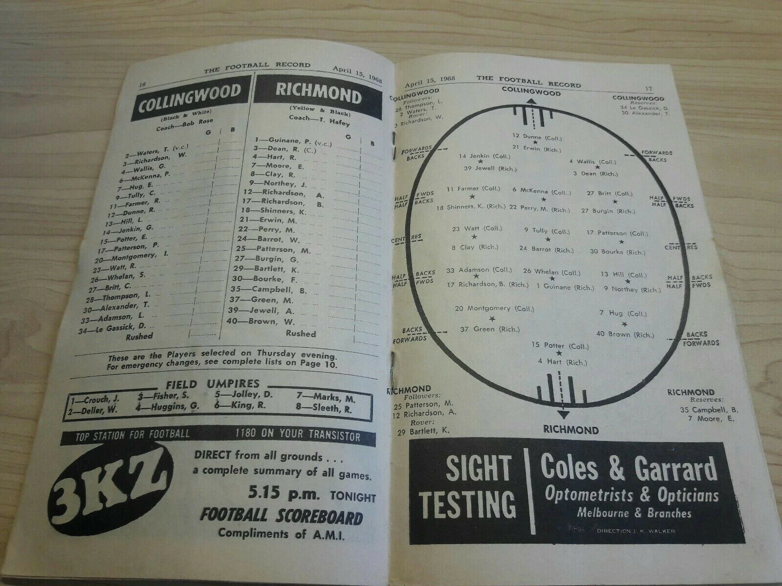 Collingwood Vs Richmond 1968 Footy Record - Image 2